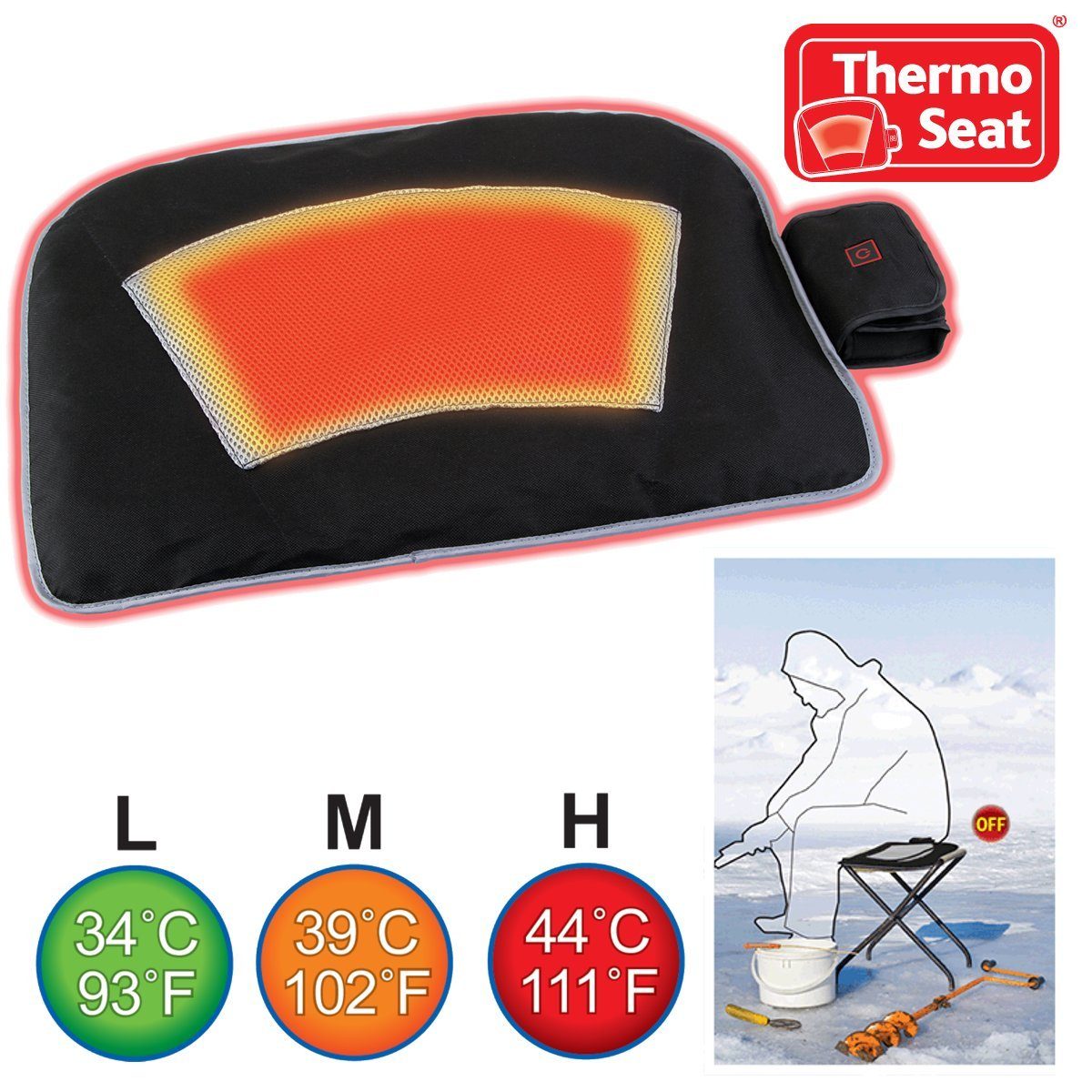 Thermo Sitzheizkissen SEAT beheizbares Outdoor Heiz-Sitzkissen für