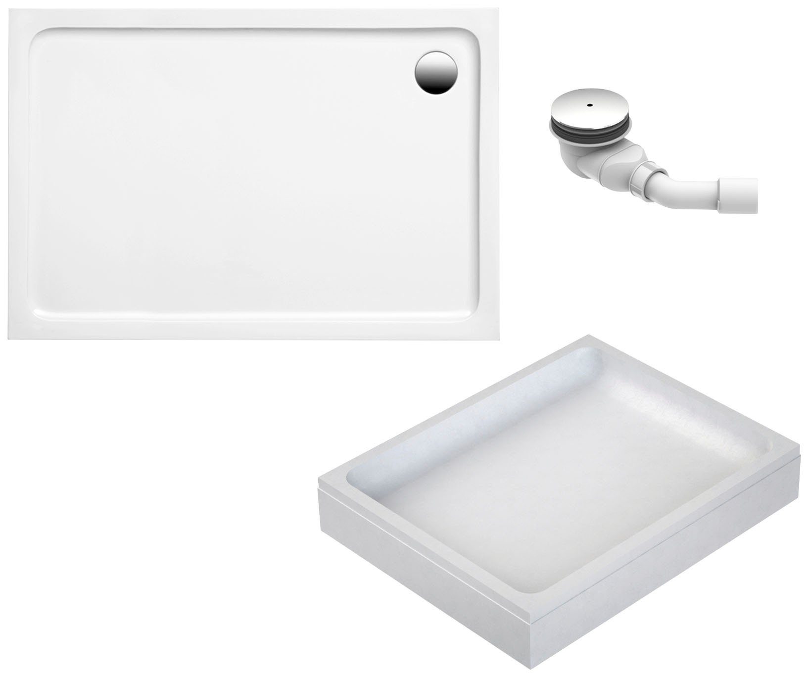 OTTOFOND Duschwanne, rechteckig, Sanitäracryl, Set, 100x80x3 cm, mit Wannenträger, Ablaufgarnitur und Fugendichtband