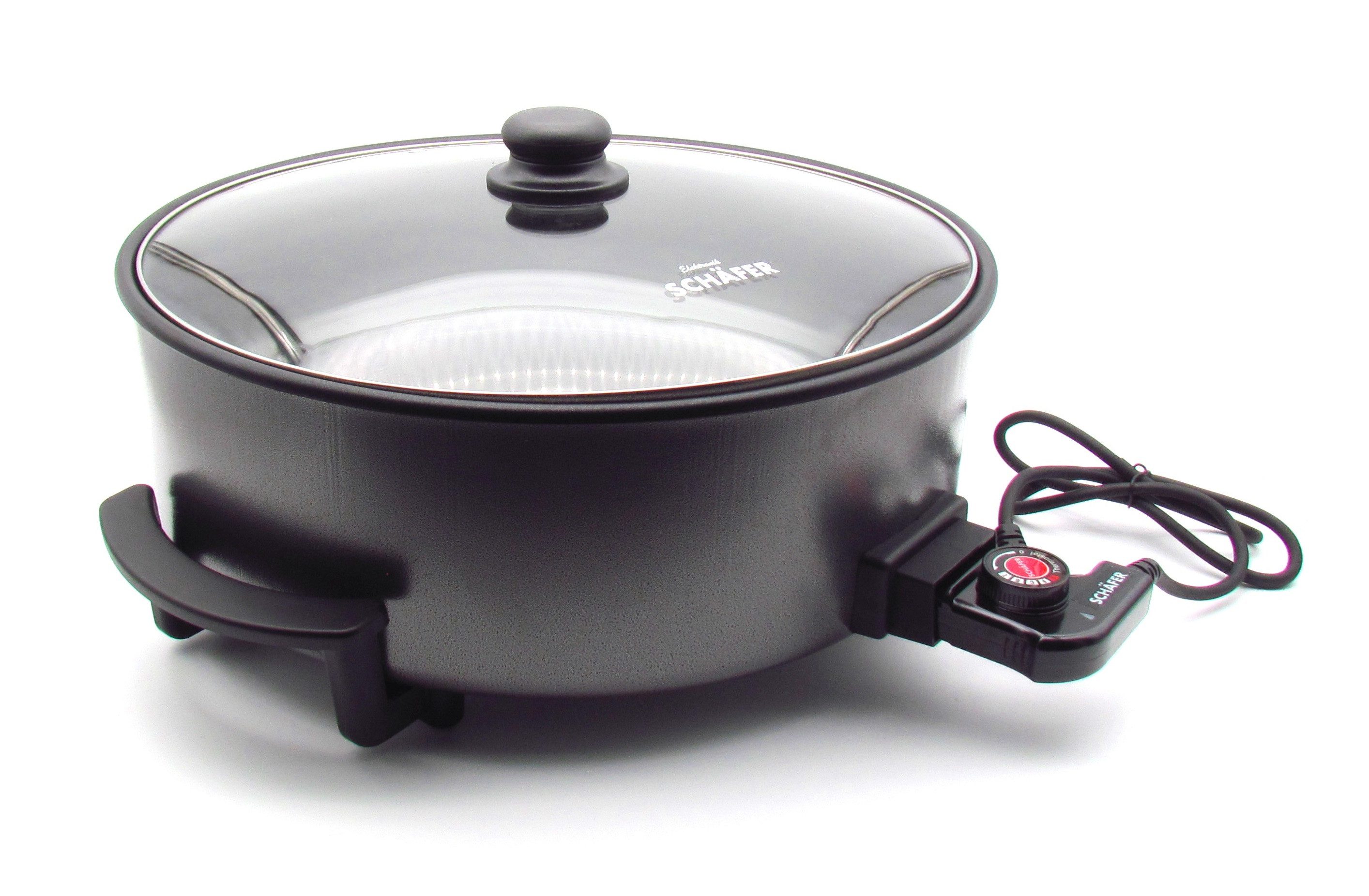 Hatex Elektrische Multipfanne, Antihaftbeschichtung, Deckel mit Dampfabzug, 1500 W, Höhe 7 oder 11cm