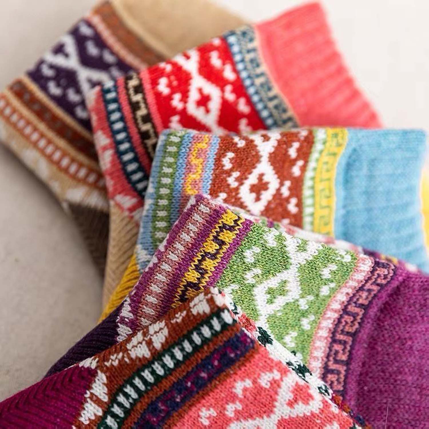 trends for living Freizeitsocken Unisex Stricksocken Retro-Wollsocken plus günstig online kaufen