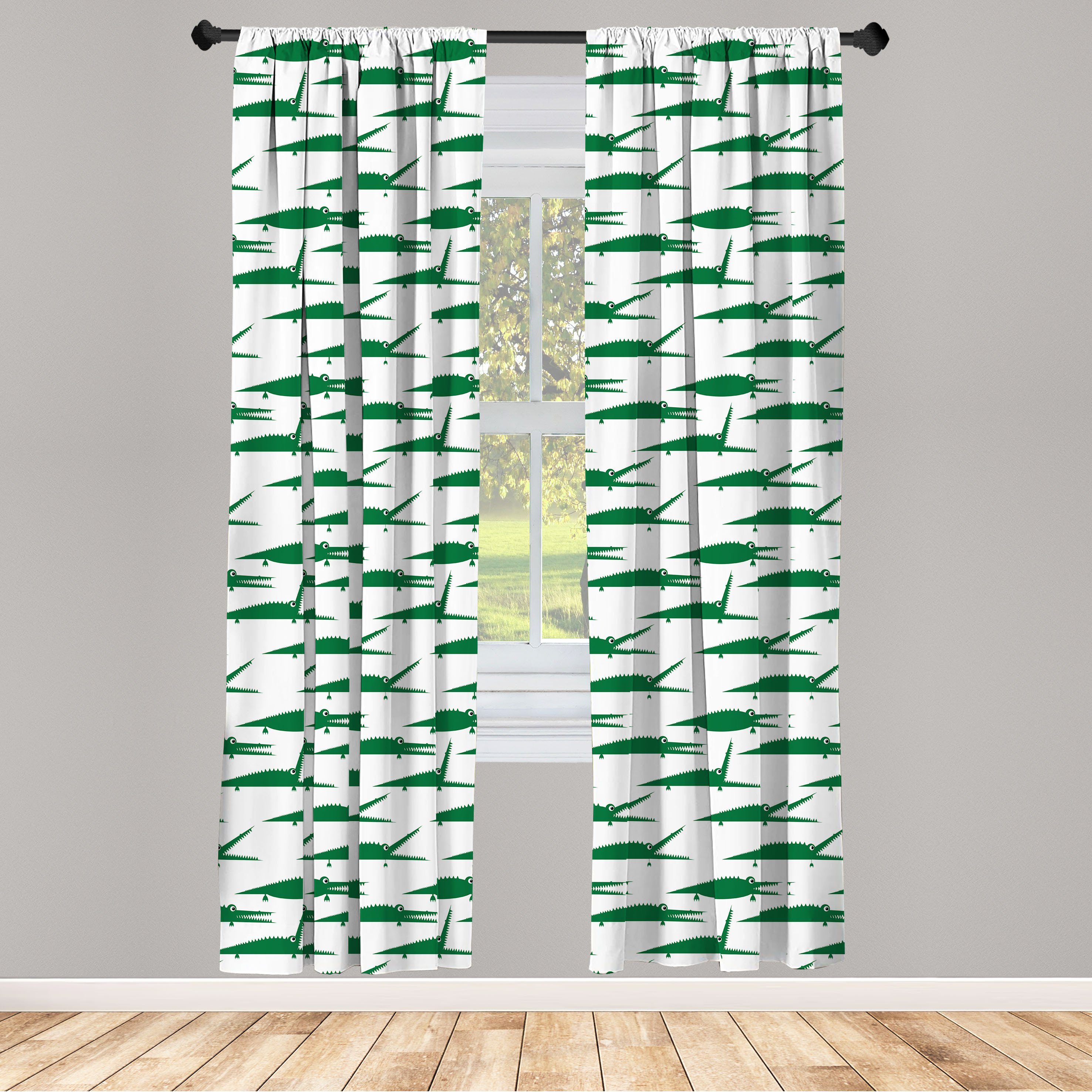 Gardine Vorhang für Wohnzimmer Schlafzimmer Dekor, Abakuhaus, Microfaser, Krokodil Lustiger Green Alligator