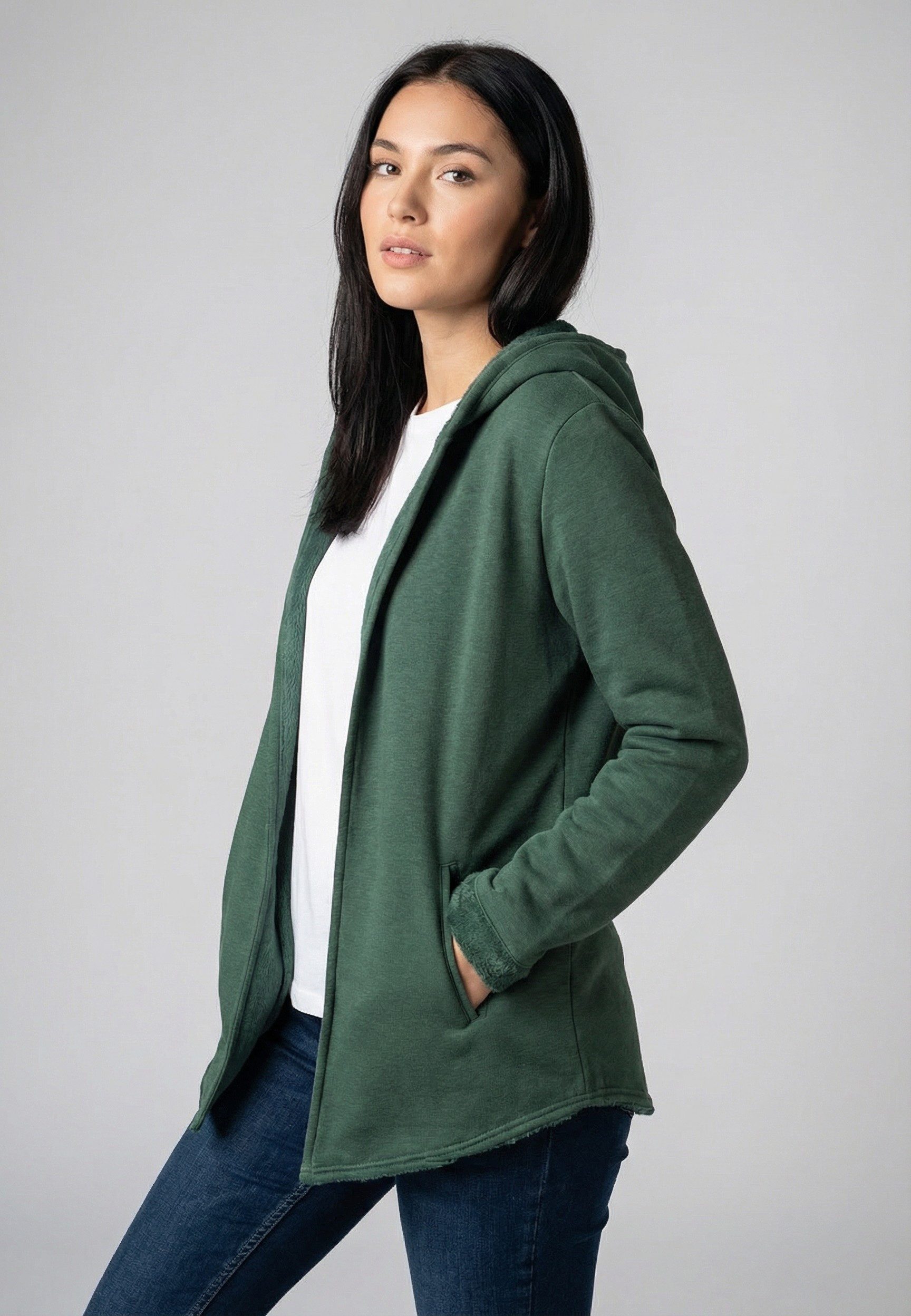 SUBLEVEL Cardigan Damen Langer Sweat Cardigan im Basic Style