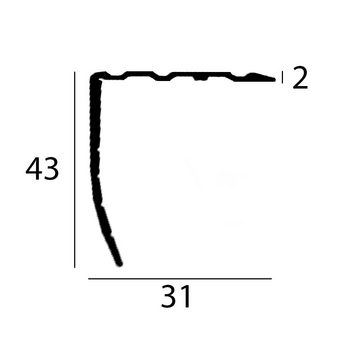PROVISTON Treppenkantenprofil Aluminium, 31 x 43 x 1000 mm, Silber, Treppenkante, Winkelprofil