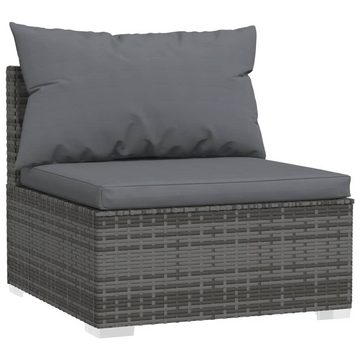 furnicato Garten-Essgruppe 4-Sitzer-Sofa mit Kissen Grau Poly Rattan