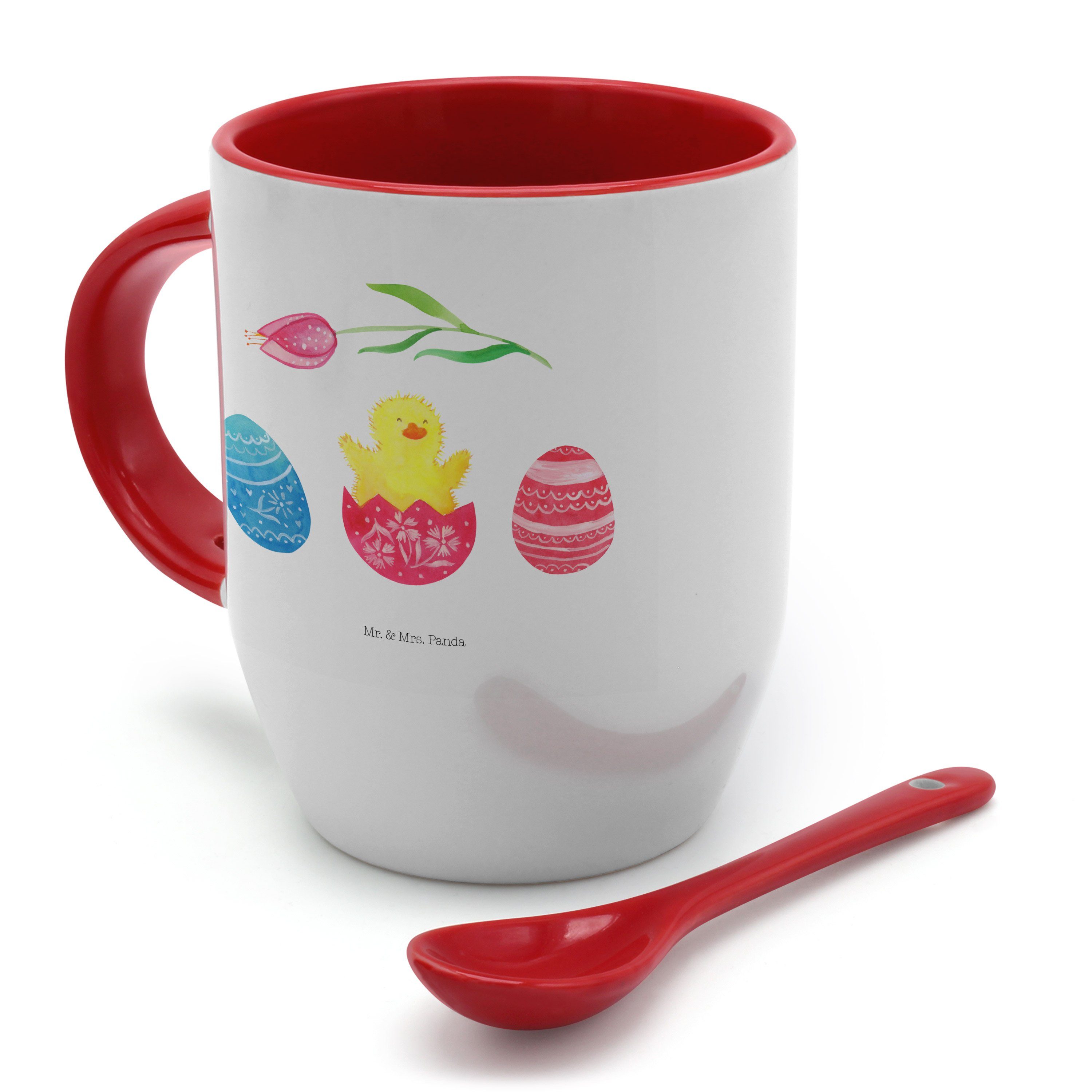 Tasse - Mrs. Geschenk, Tasse Keramik mit - Panda geschlüpft Kaffeebecher, Küken Mr. L, Weiß & Ostern,