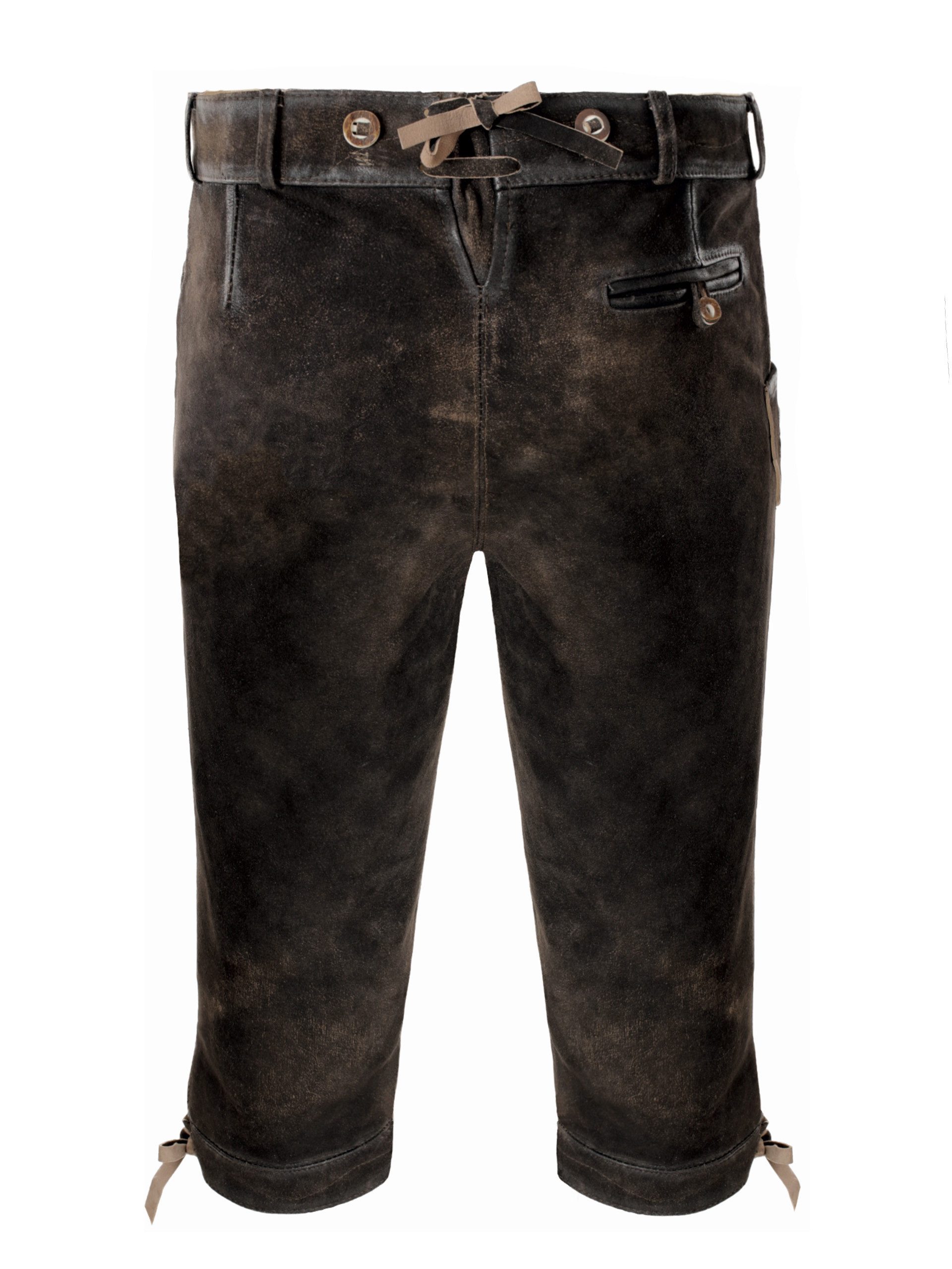 FUCHS Trachtenlederhose Trachtenlederhose Herren Kniebund Dunkelbraun Echtleder Oktoberfest (1-tlg)