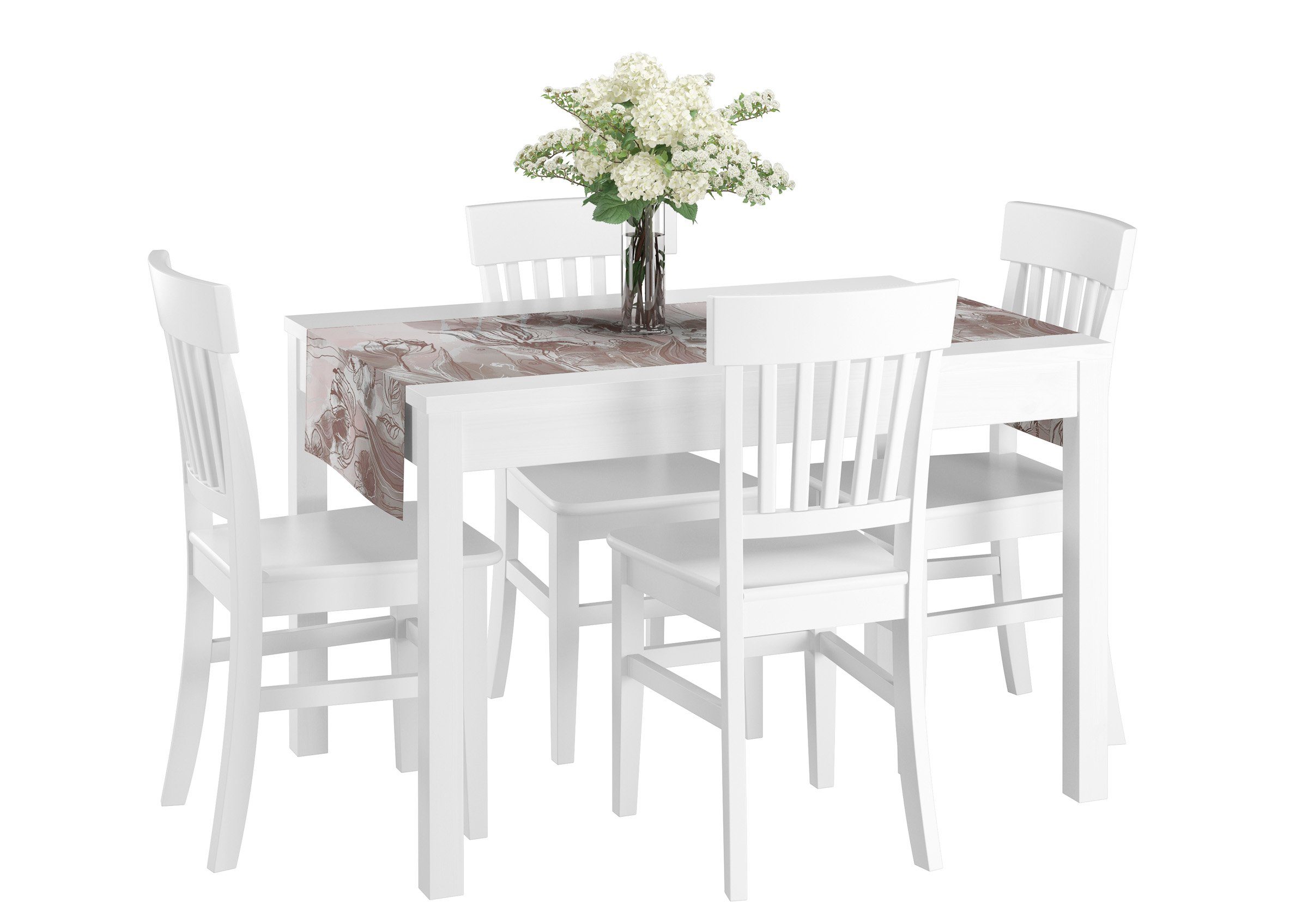 schlichter weißer Küchentisch Tisch Massivholz ERST-HOLZ 80x120 Esstisch
