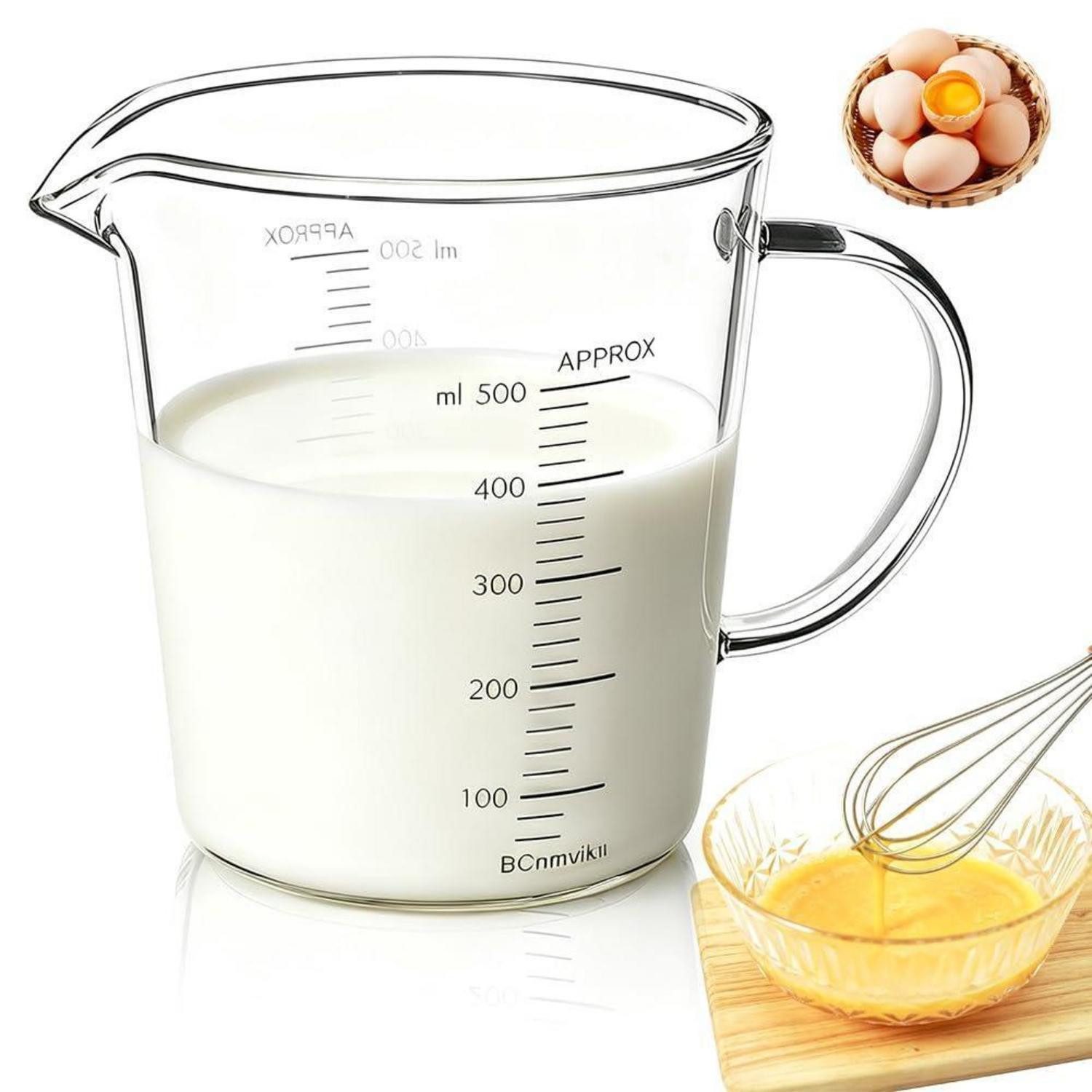 LuxusKollektion Messbecher Glas-Messbecher 500ml V-Ausguss Griff Skala, Glas