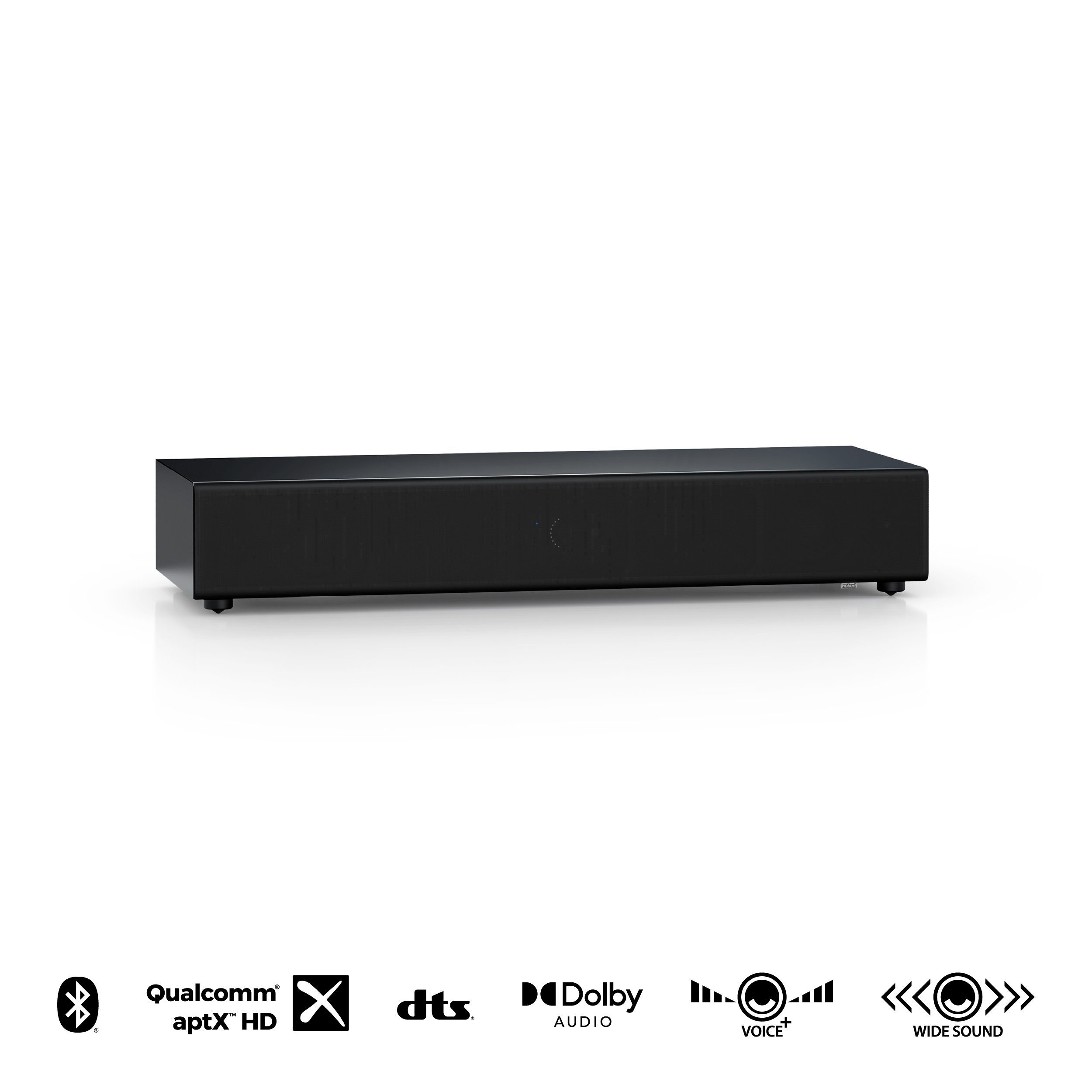Dolby Mehrschichtlack HDMI Digital nuPro Nubert aptX eARC) HD Voice+, AS-3500 Bluetooth und Decoder, (240 5.0 W, Schwarz Soundbar