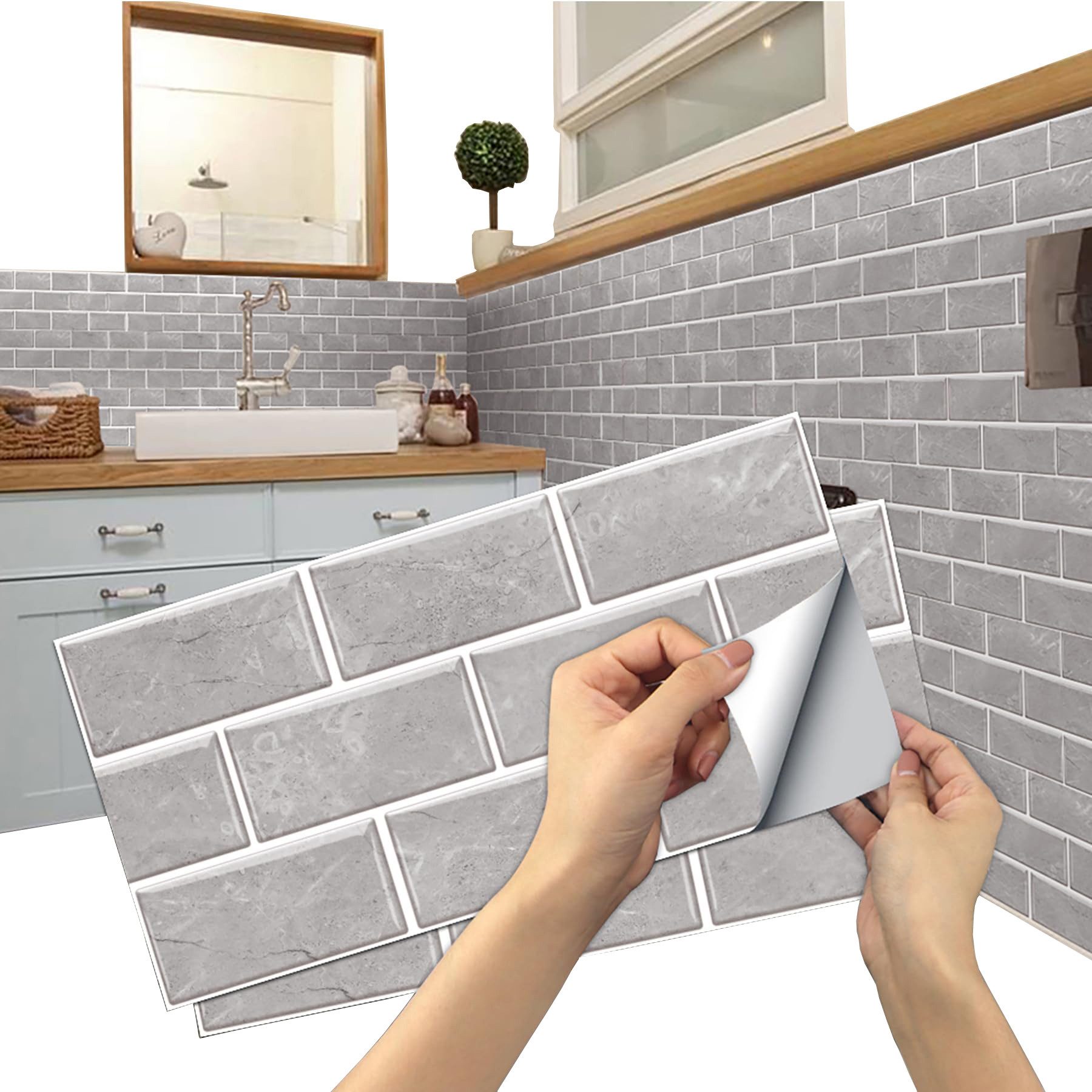 Zaewry Fliesenaufkleber Selbstklebende Fliesenaufkleber Klebefliesen Bad Küche 15x30 cm (12 St), Klebefolie Kueche Badezimmer Wand Fliesenwand Aufkleber
