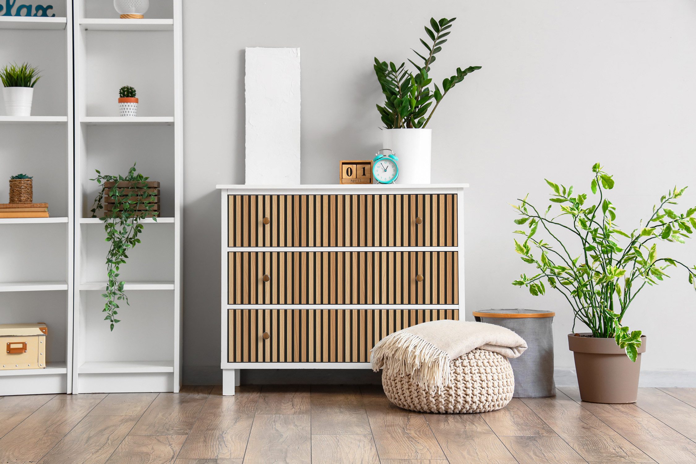 Tulup Möbelfolie Laminatfolie Holzlamellen 100x50cm Designfolie günstig online kaufen