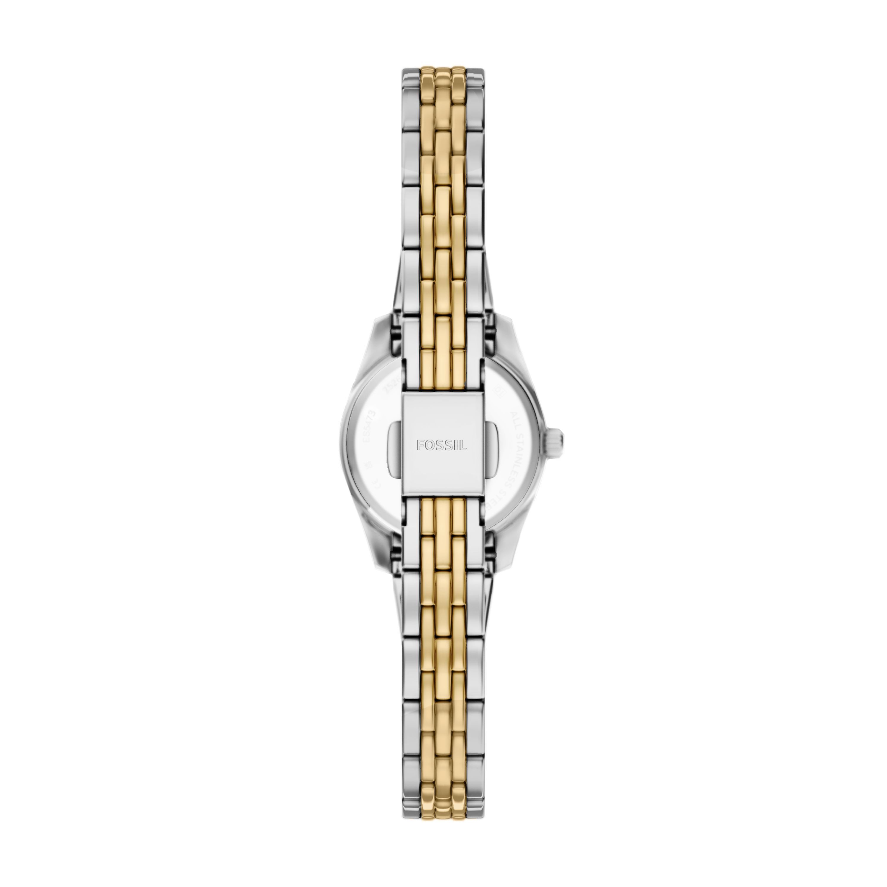 Fossil Quarzuhr Scarlette ES5473, Armbanduhr, Damenuhr, Edelstahlarmband, analog, Glassteine