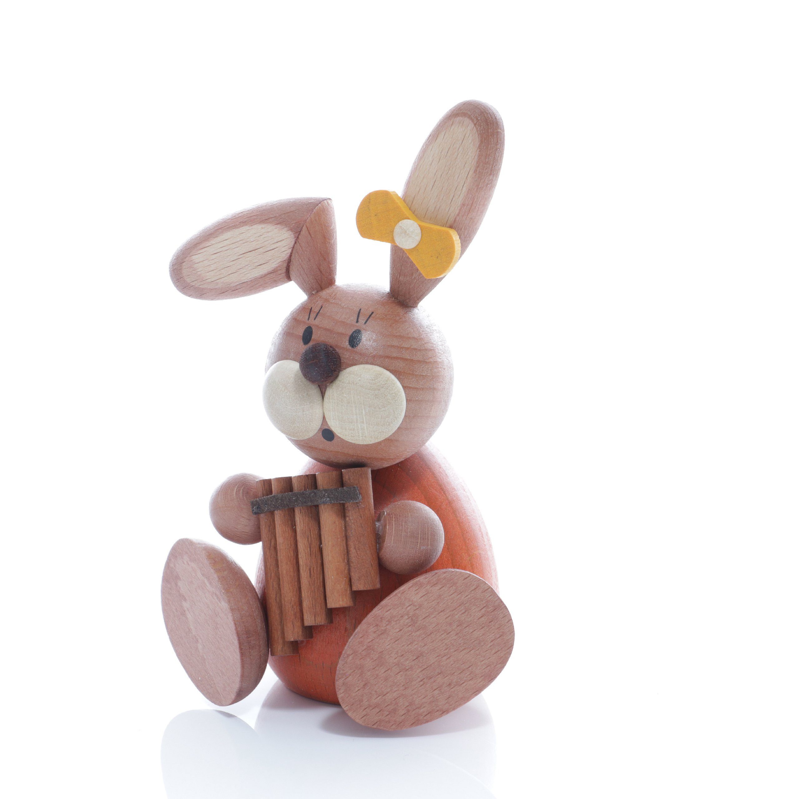 Ullrich Kunsthandwerk Osterhase Osterdekoration Osterhäsin mit Panflöte BxH 6x11cm NEU