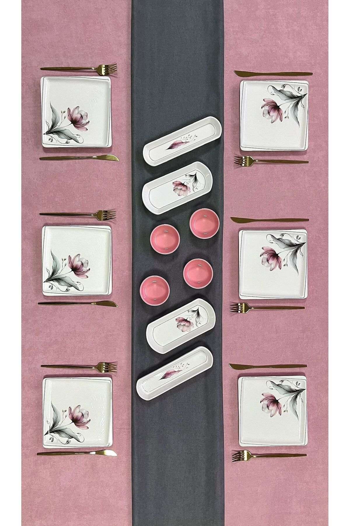 Hermia Concept Frühstücks-Geschirrset Bohemisch (14-tlg), 6 Personen, Keramik, 14-teiliges Set für 6 Personen