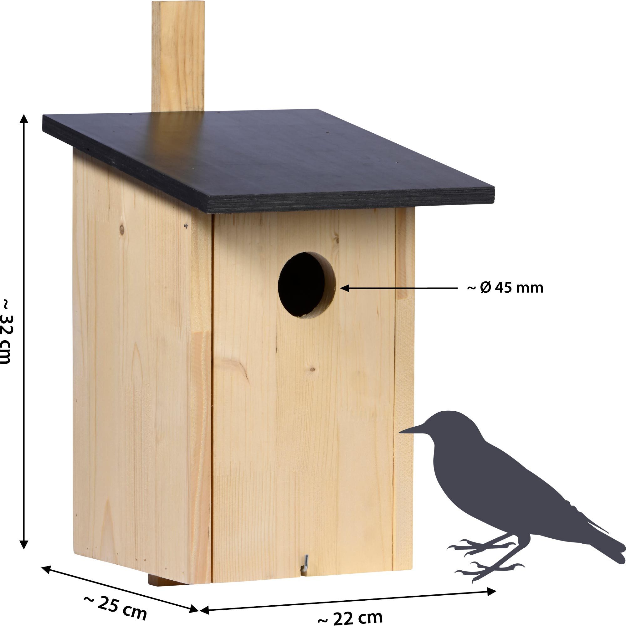 dobar Vogelhaus Nistkasten für Stare aus Holz