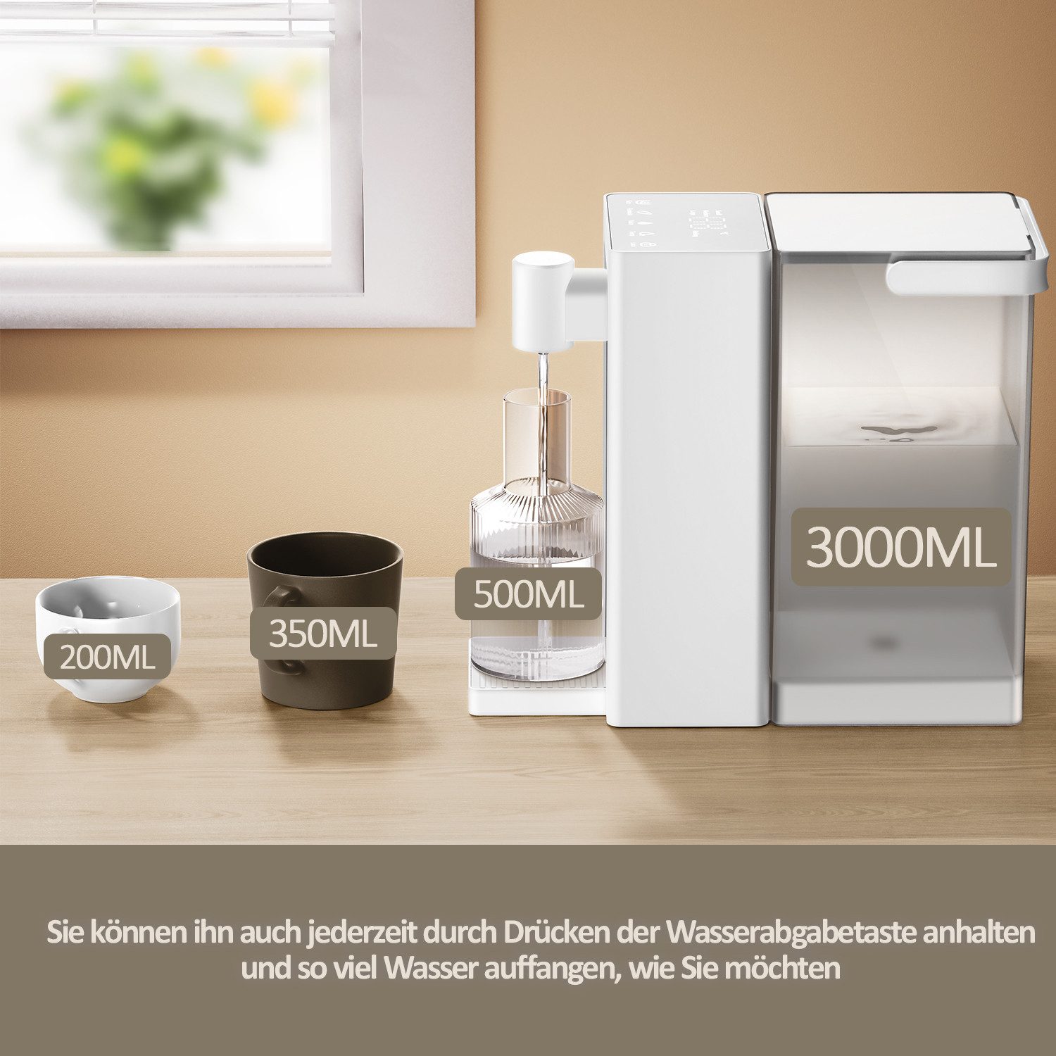 OYLCDI Wasserkocher Heißwasserspender, 3 L Temperaturstufen (25-100°C), 2000,00 W, Wassertank abnehmbar, Touch-Bedienung,Memory-Funktion – Bild 4 von 5