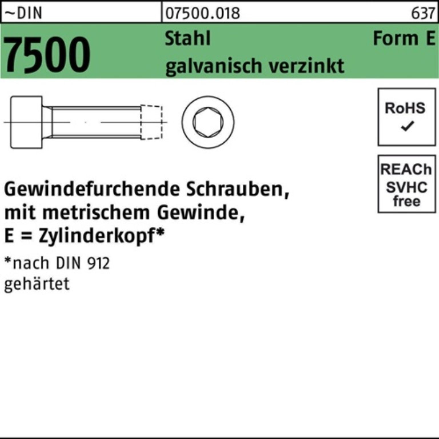 Reyher Gewindeschraube 1000er Pack Gewindefurchendeschraube DIN 7500 ZYLKO Innen-6kt E M4x35