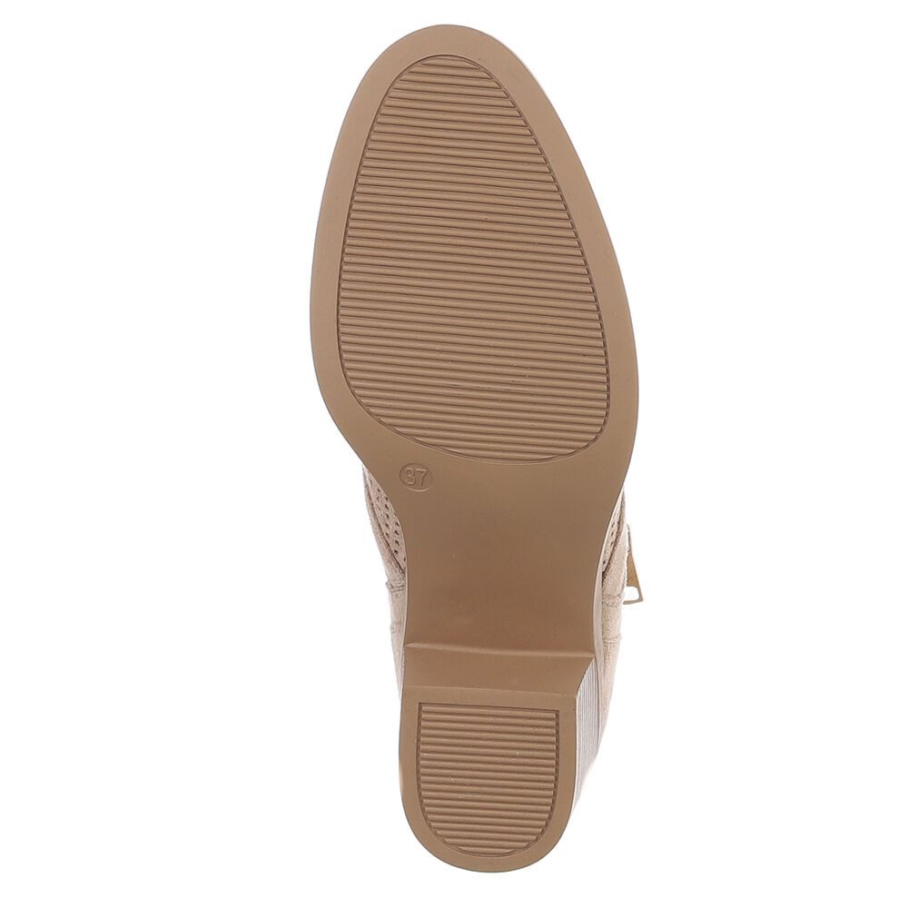 Ital-Design Modische Stiefelette mit Reißverschluss und Perforation Sommerboots (91261321) Blockabsatz Stiefeletten in Hellbraun – Bild 3 von 5