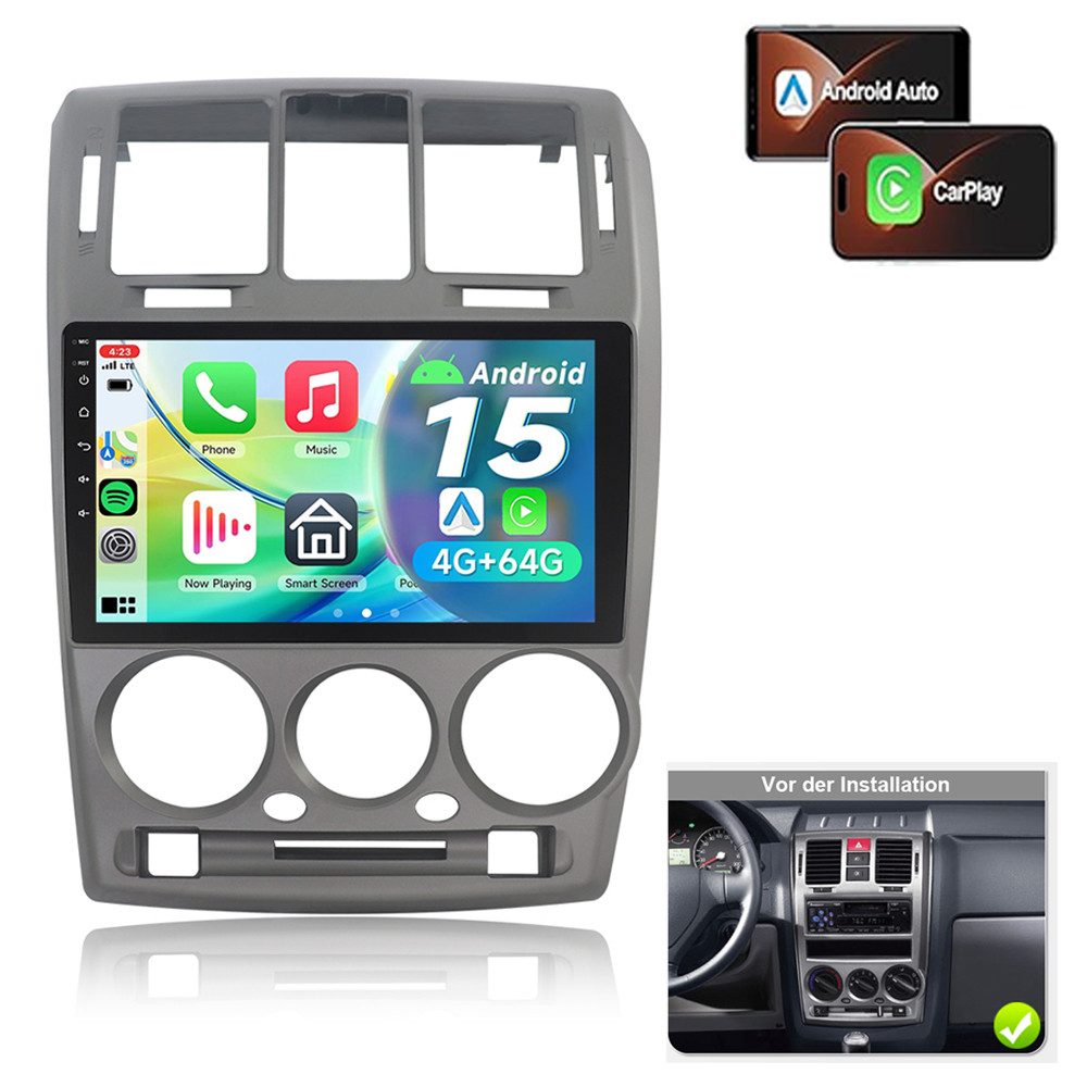 A-Sure 9 Zoll 8-Core Android 15 Für HYUNDAI Getz 2002-2011 GPS Navi Wifi RDS Autoradio (Digitalradio (DAB), Apple Carplay, UI Theme)