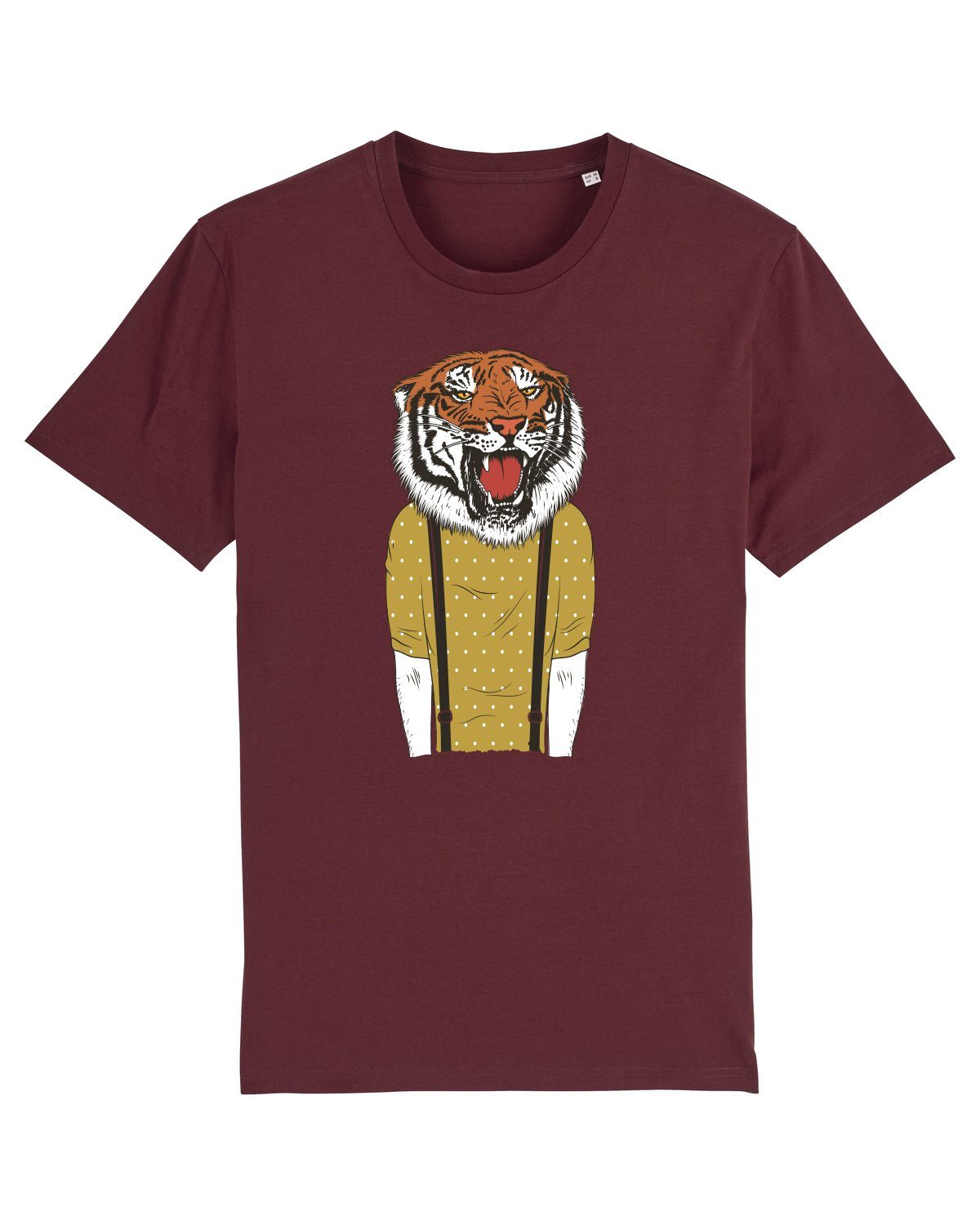 wat? Apparel Print-Shirt Tiger Head (1-tlg) weinrot