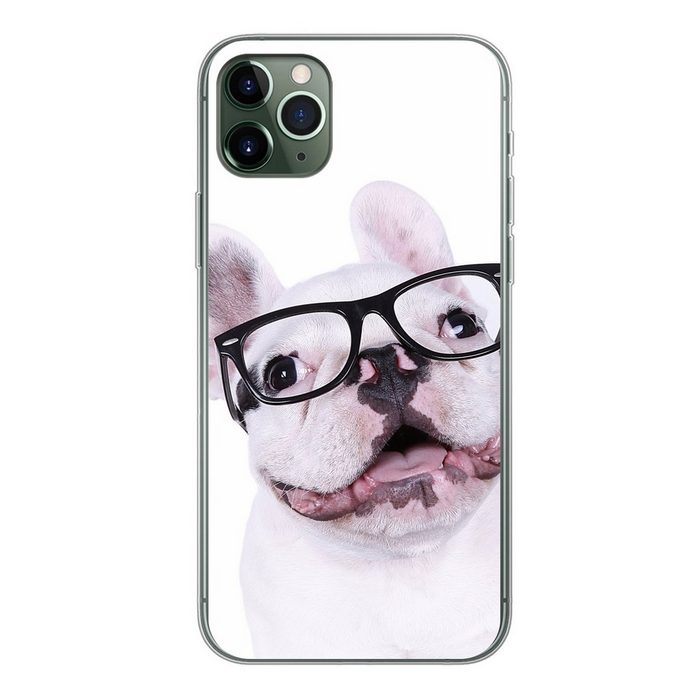 MuchoWow Handyhülle Hund - Brille - Hipster Handyhülle Apple iPhone 11 Pro Max Smartphone-Bumper Print Handy