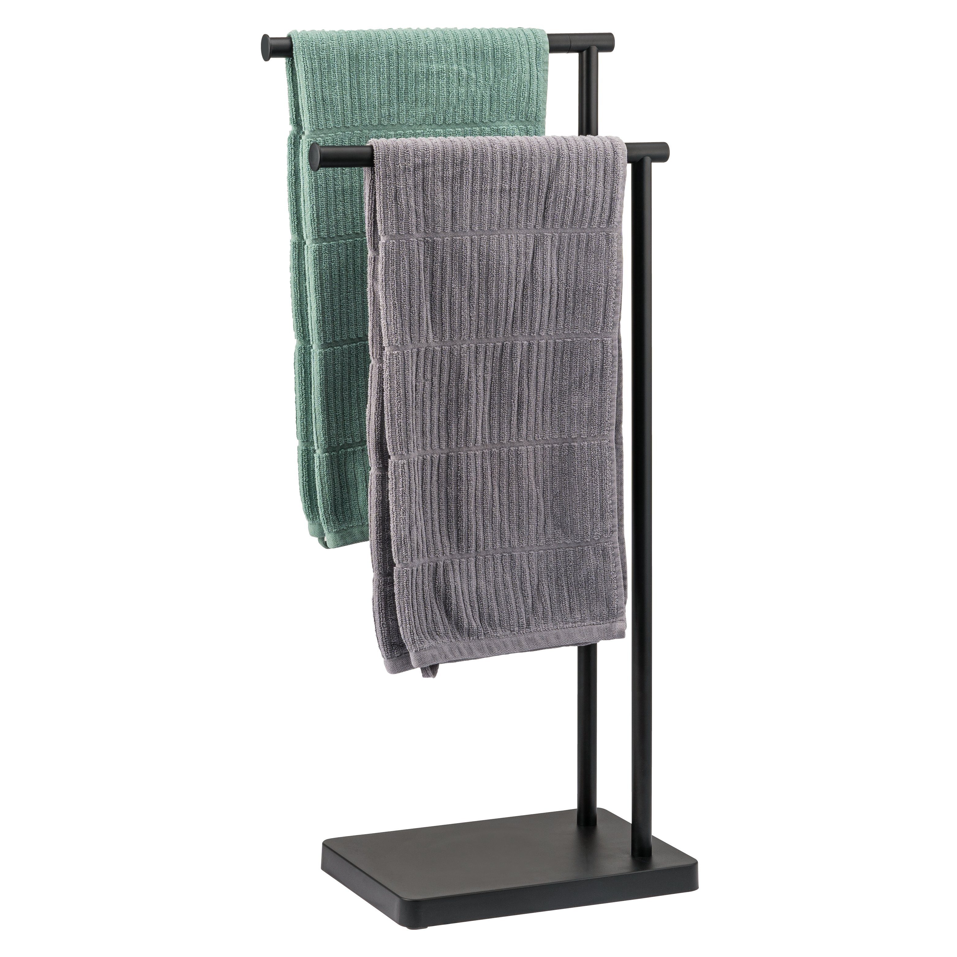 bremermann Handtuchhalter Stand-Handtuchhalter freistehend, 2 Stangen, Handtuchständer, schwarz