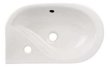 Calmwaters Waschbecken Curved 2 (Hänge-Waschtisch, 1-St), 50 cm, Handwaschbecken, Weiß, ohne Überlauf, Hahnloch rechts, 04BC3567