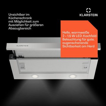Klarstein Deckenhaube Serie CGCH3-Viola-60 S/S Viola, Dunstabzugshaube Teleskopfunktion Abluft Umluft LED