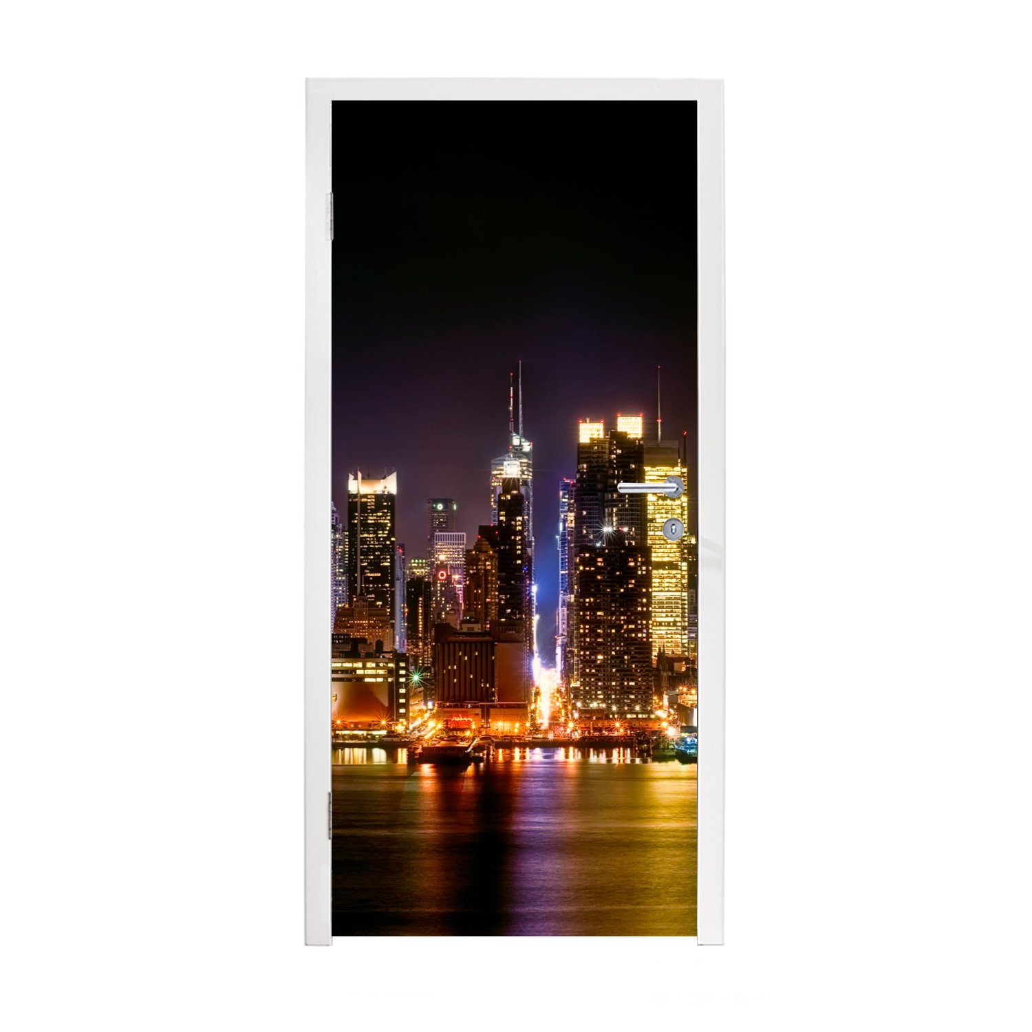 MuchoWow Türtapete New York - Manhattan - Skyline, Matt, bedruckt, (1 St), Fototapete für Tür, Türaufkleber, 75x205 cm