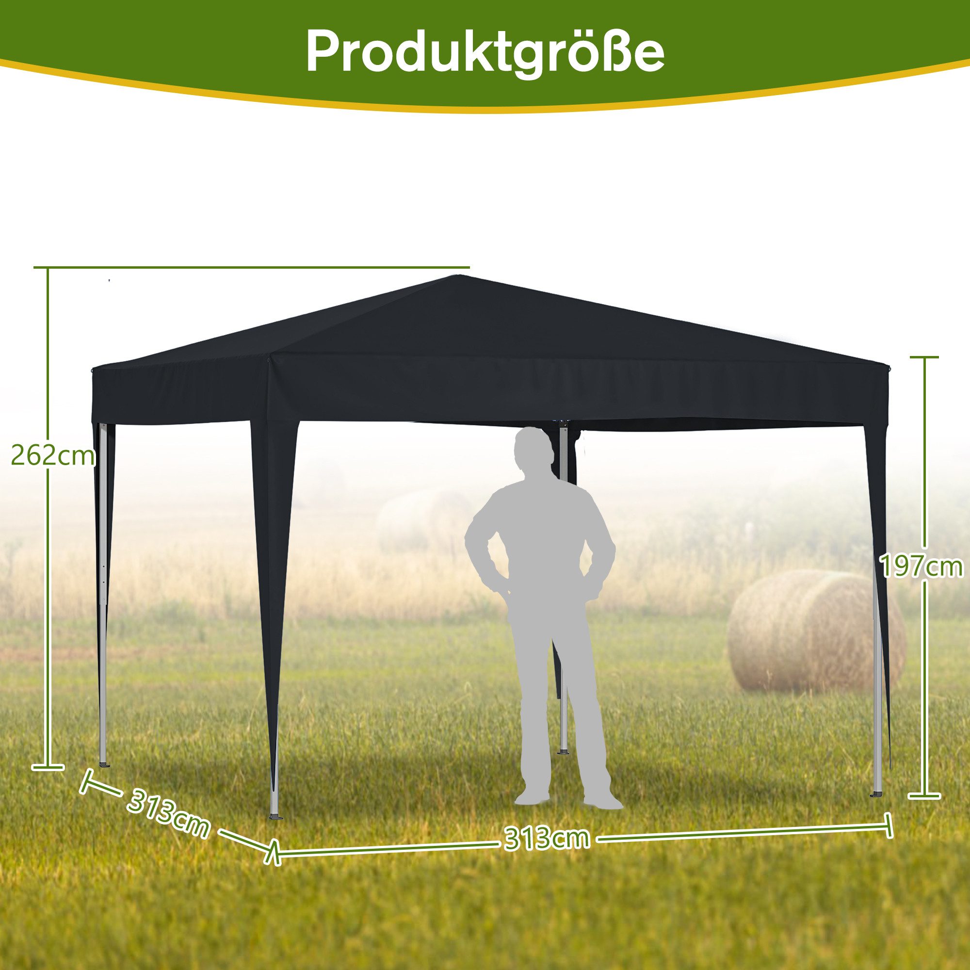 GIHAUVIA Faltpavillon 3x3m höhenverstellbar, UV50+ wasserdicht, 4 Sandsäcke günstig online kaufen