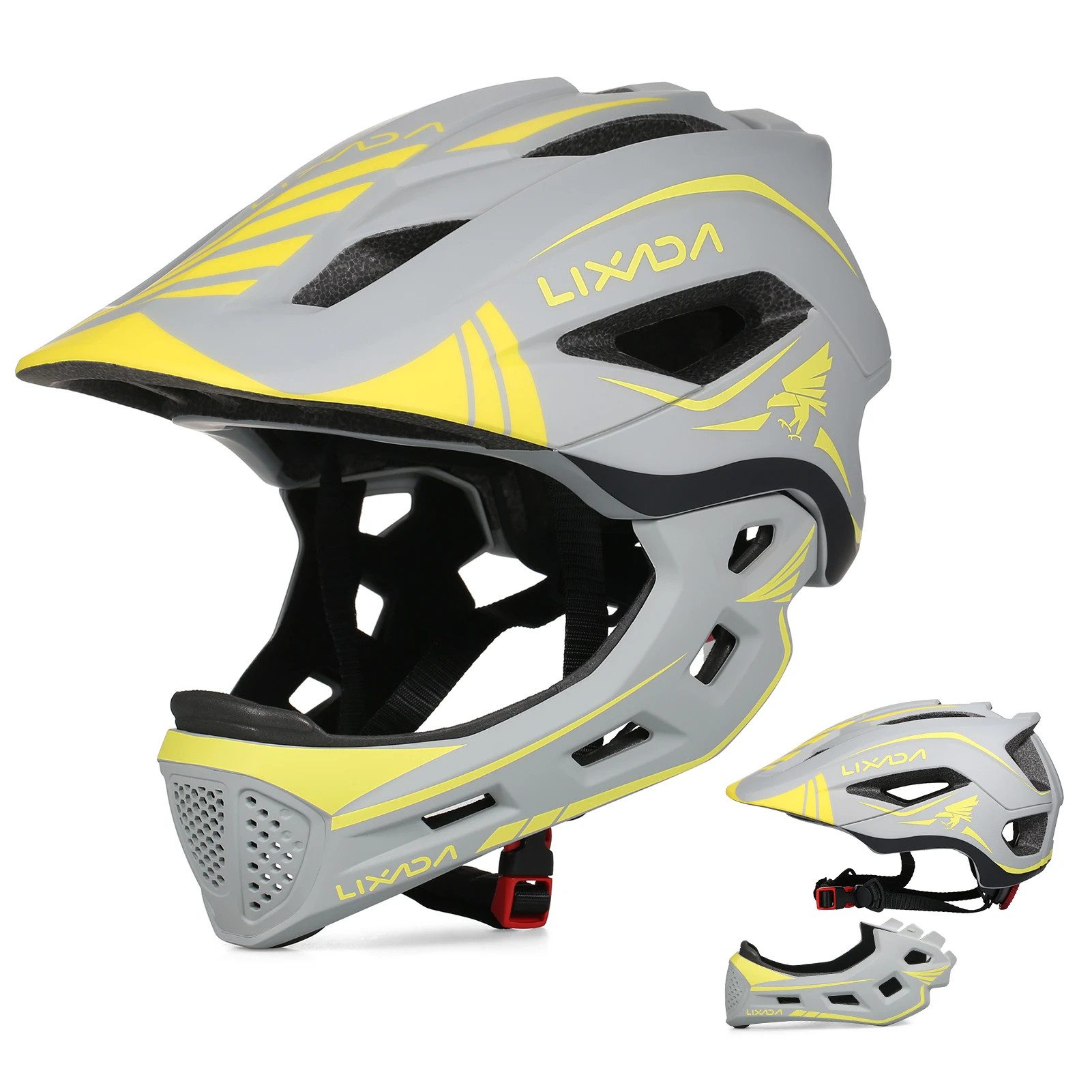 Lixada Kinderfahrradhelm Kinderfahrradhelm Fahrradhelm Kinder Fullface abnehmbar Unisex, 13 Lüftungsöffnungen, 2-in-1 Helm, stoßfester EPS-Schaum