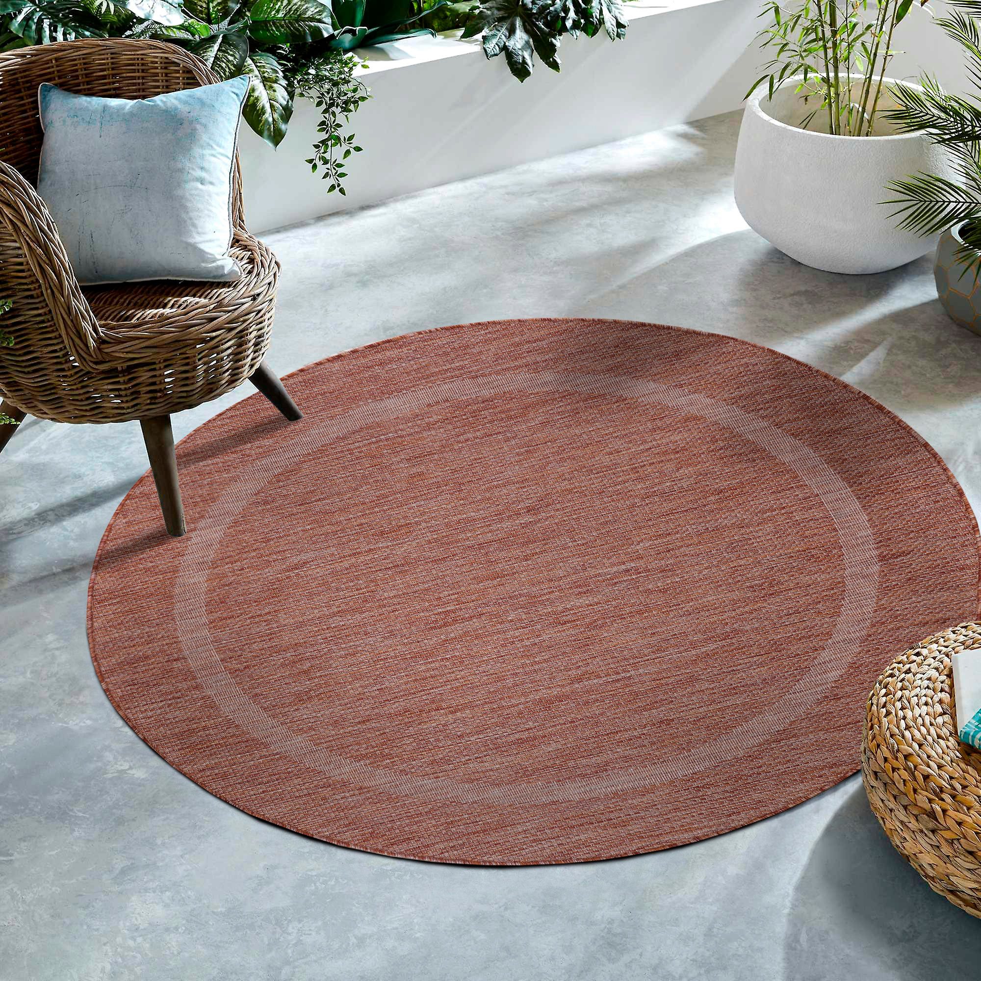 SIMPEX24 Outdoorteppich Unicolor - Einfarbig, Rund, Höhe: 5 mm, Teppich Wetterfest Balkon Küchenteppich Flachgewebe Sisaloptik
