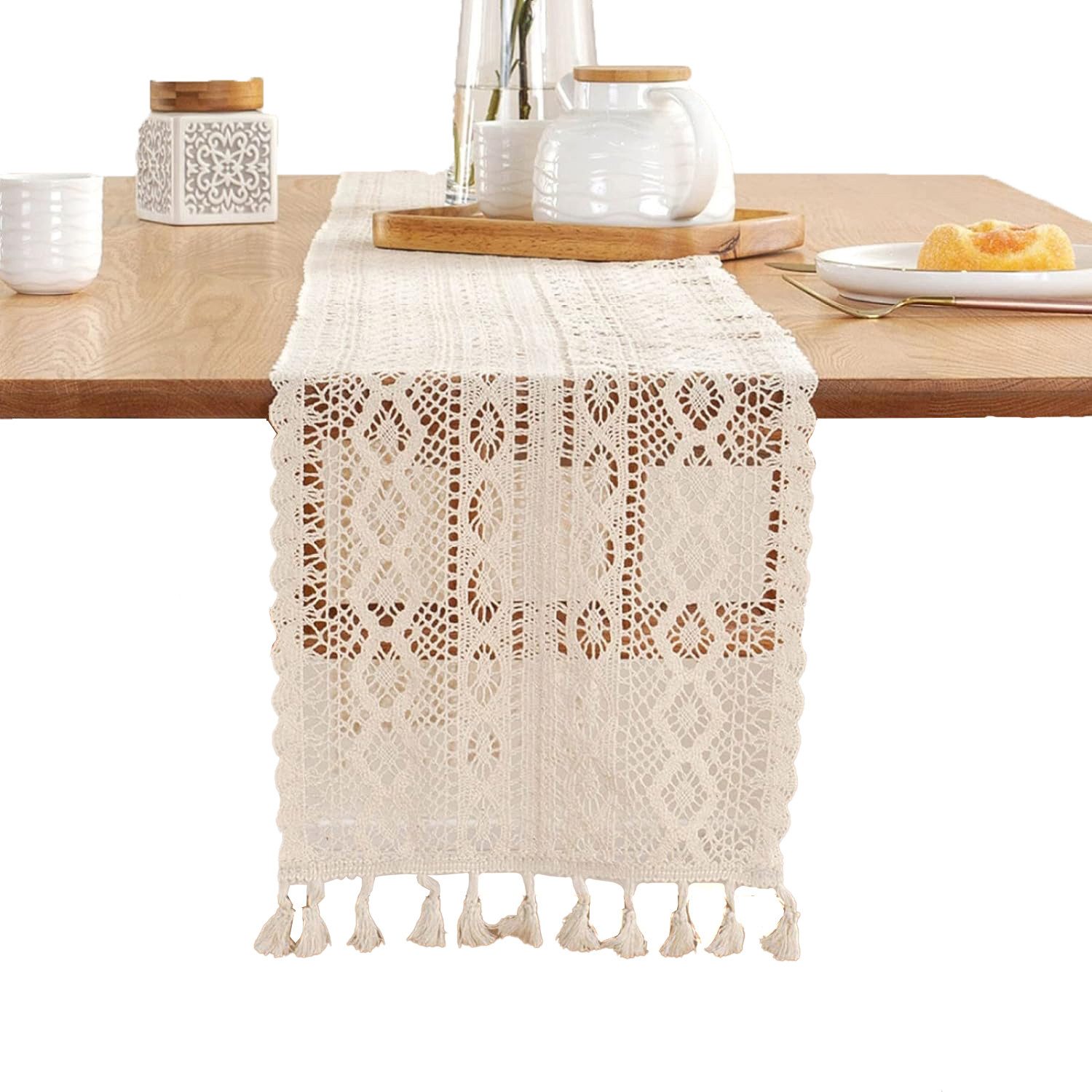 Kaket Tischläufer Boho Deko, Tischläufer Beige günstig online kaufen
