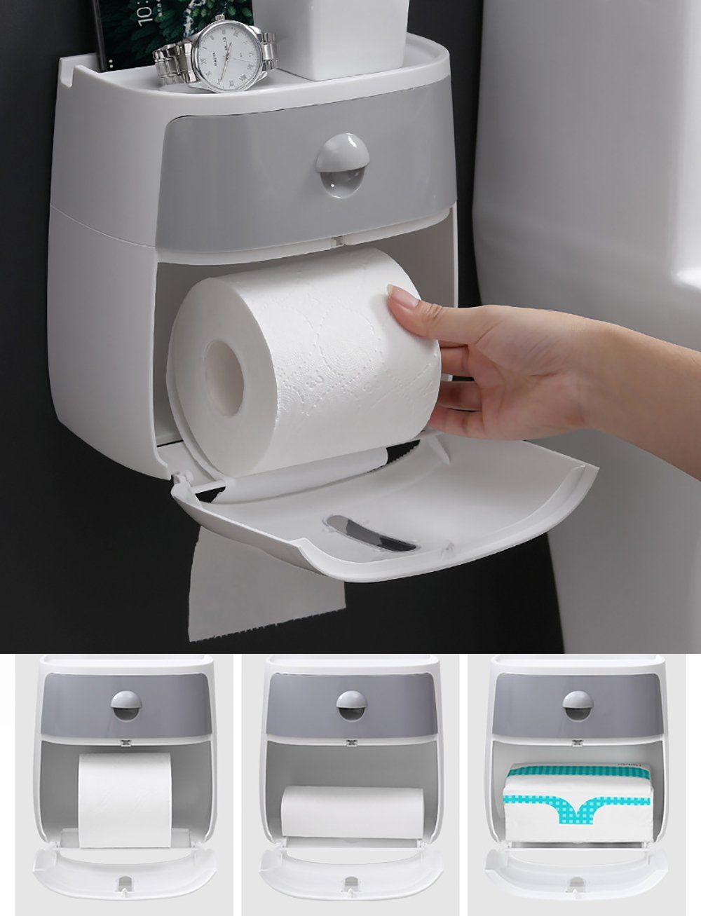 mit Schublade Papiertuchspender Toilettenpapierbox Wasserdichte L.Ru (1-tlg), Masken-Feuchttücher Aufbewahrungsbox für UG Spuren, ohne