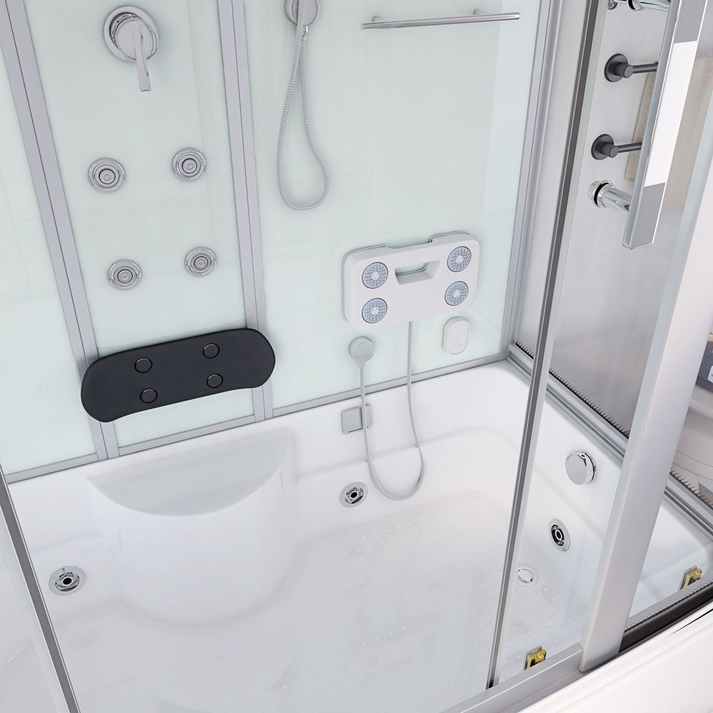 HOME DELUXE Dampfdusche DIAMOND BIG mit Whirlpoolfunktion und LED-Beleuchtung, BxT: 190x100 cm, Einscheibensicherheitsglas, mit hochwertigen Aluminiumprofilen, mit Schiebetür, Fußmassage, Whirlpool, Dampfsauna, Komplettdusche