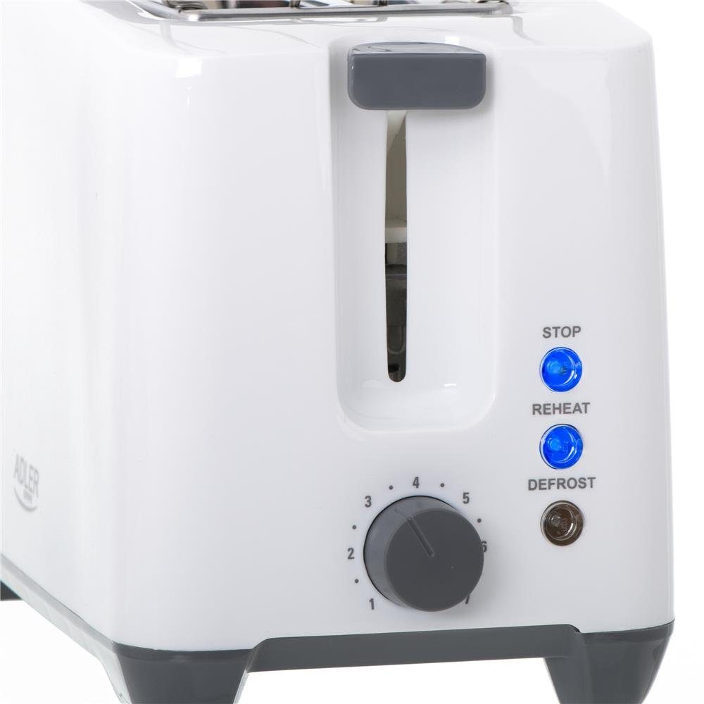AD Scheiben-Toaster, W, 2 750 3216, 1000 W, Brötchenaufsatz Adler Toaster