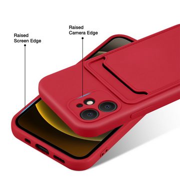 CoolGadget Handyhülle Rot als 2in1 Schutz Cover Set für das Apple iPhone 12 6,1 Zoll, 2x 9H Glas Display Schutz Folie + 1x TPU Case Hülle für iPhone 12
