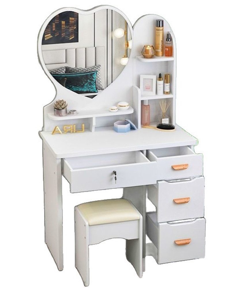 habeig Schminktisch mit Hocker Kommode 125x80cm abschließbar 4 Schubladen, günstig online kaufen