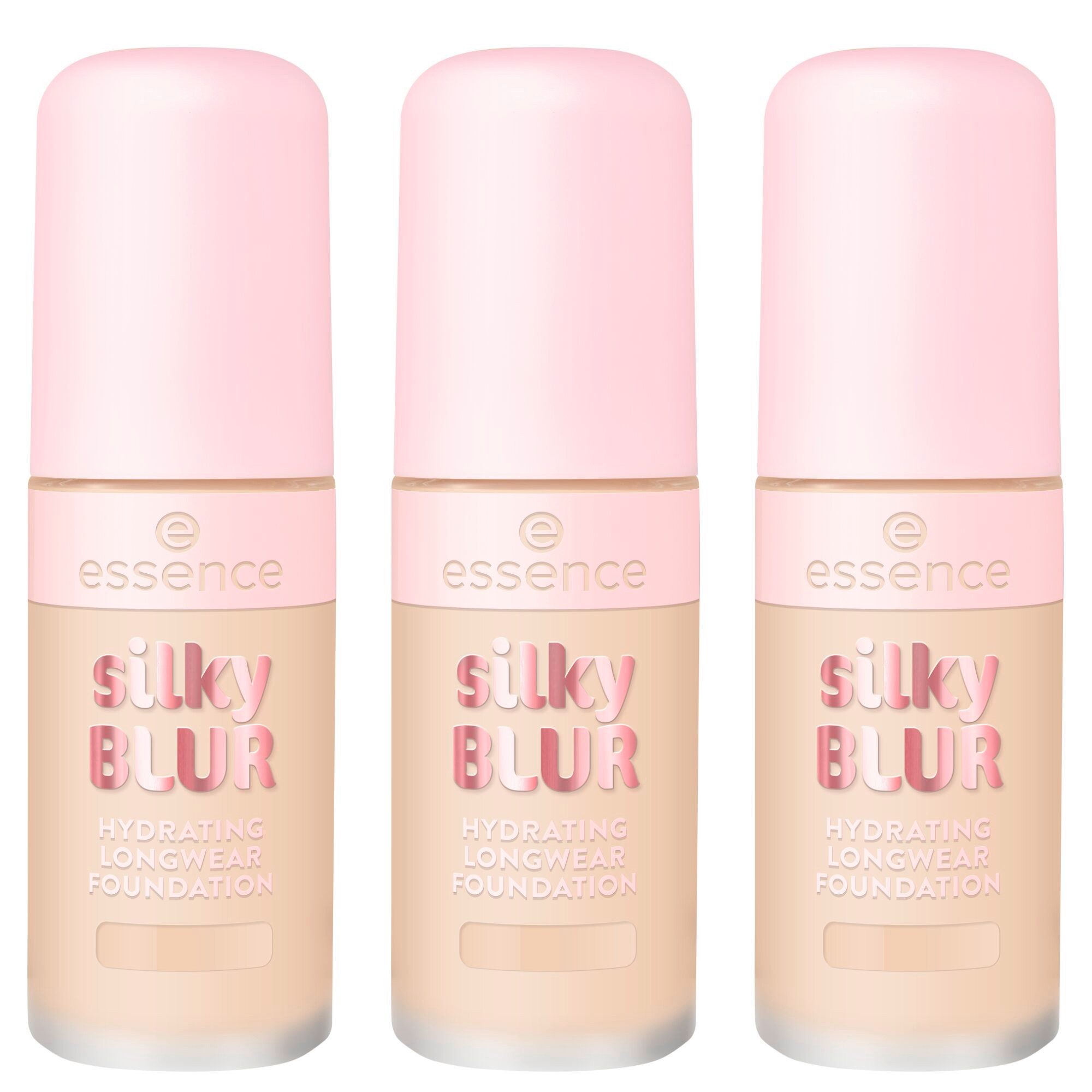 Essence Foundation SILKY BLUR HYDRATING LONGWEAR FOUNDATION, 3-tlg.