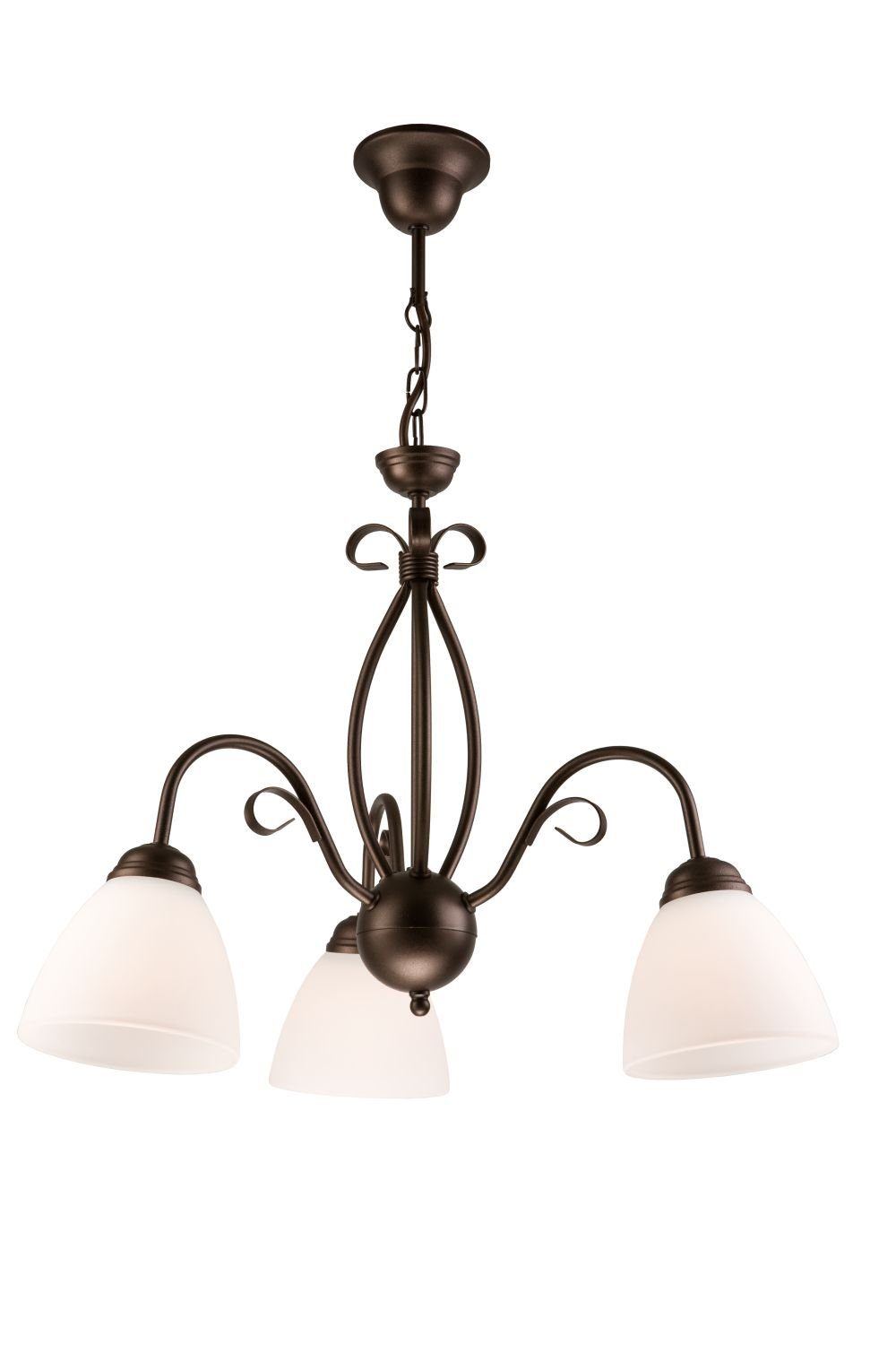 Licht-Erlebnisse Pendelleuchte LIRLIN, ohne Leuchtmittel, Hängeleuchte E27 Weiß Braun Glas Metall Rustikal Hängelampe