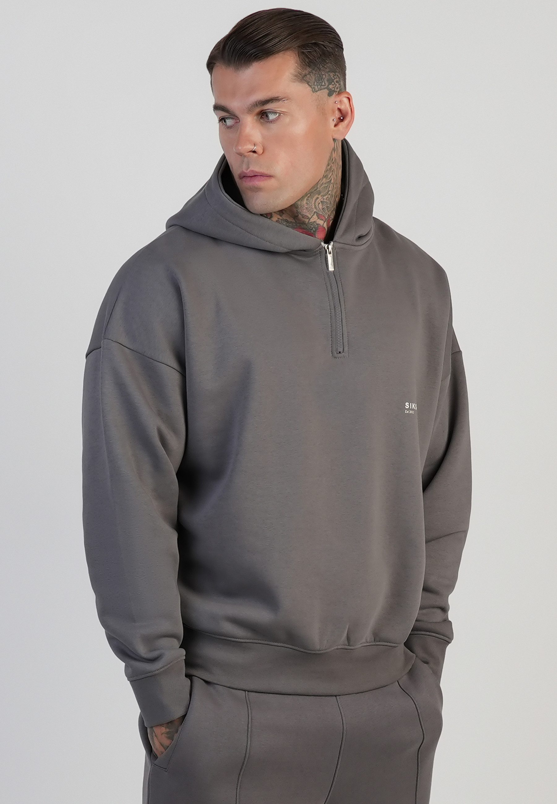 Siksilk Hoodie SikSilk Herren Grafik-Hoodie mit halbem Reißverschluss günstig online kaufen