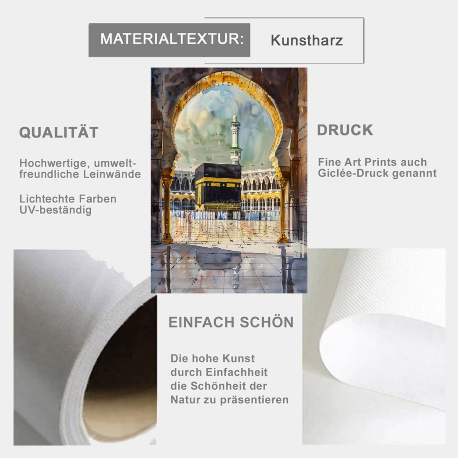 TPFLiving Kunstdruck OHNE RAHMEN, Islamische Motife - Moschee - Kaaba - (Le günstig online kaufen