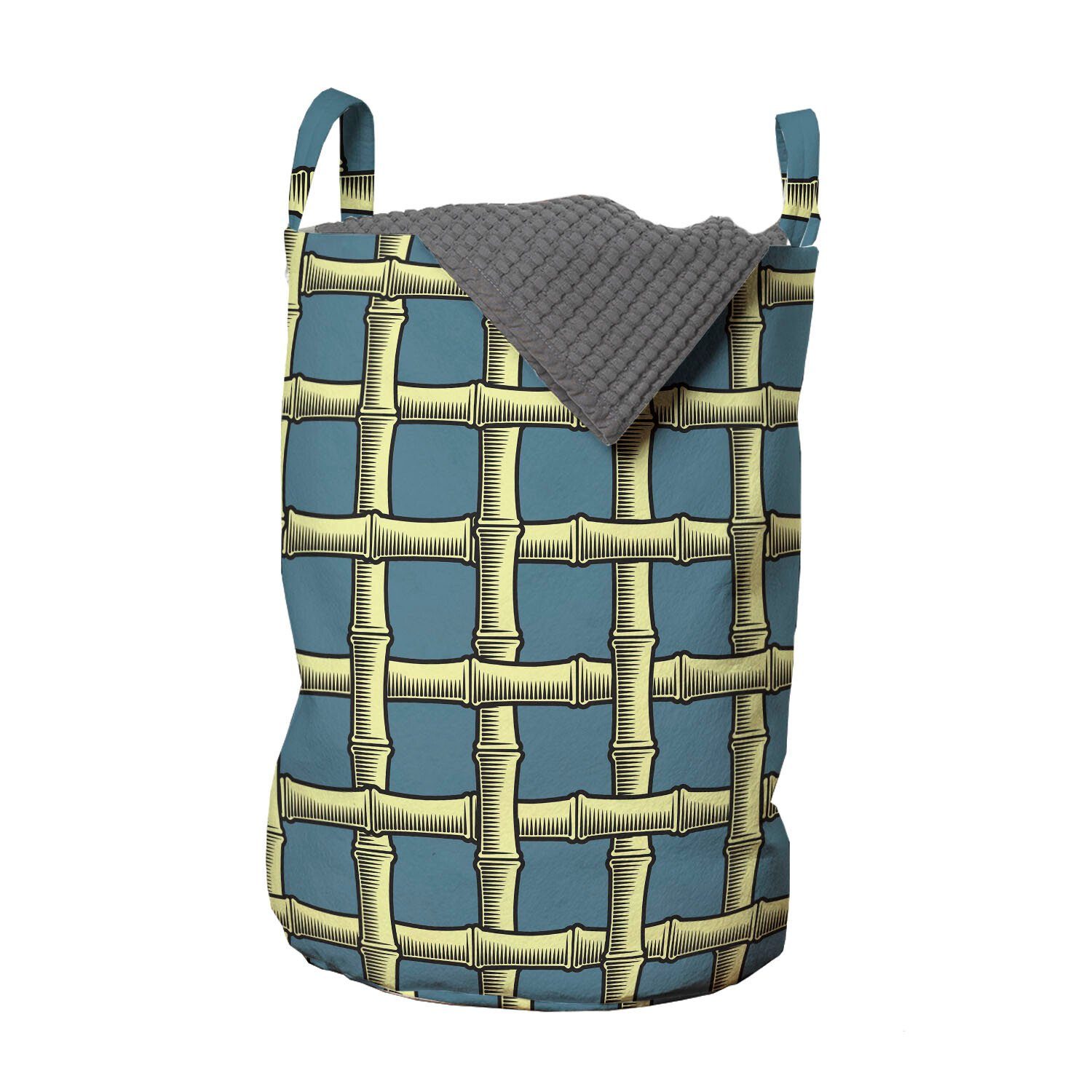 Cane Waschsalons, Simplistic Wäschekorb mit Kordelzugverschluss Abakuhaus Griffen Bamboo Wäschesäckchen Gitter für Handy