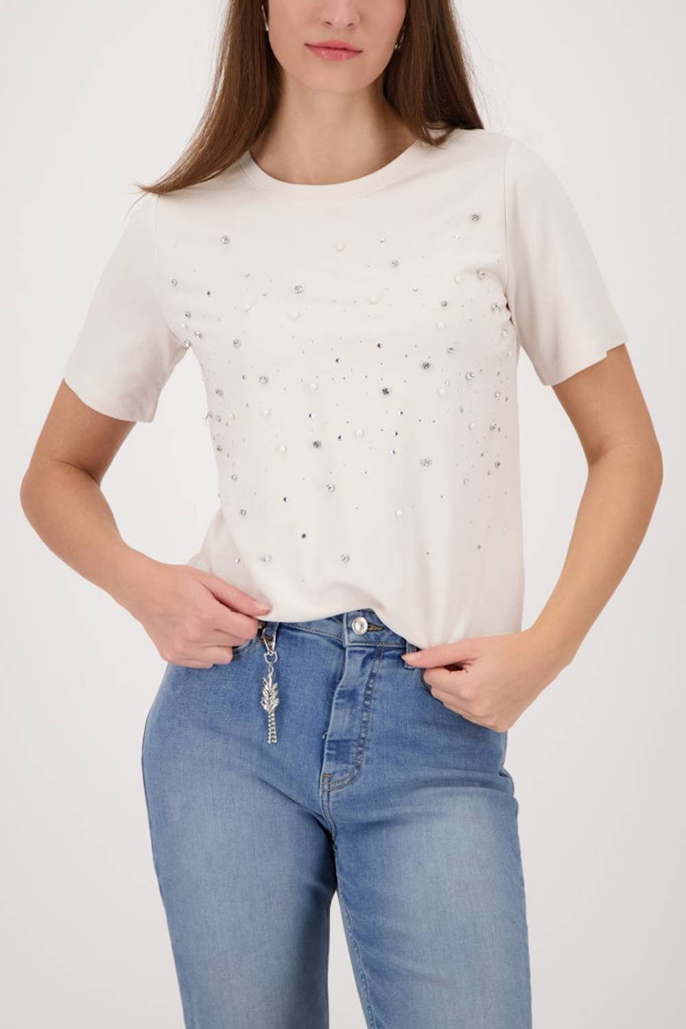 Monari T-Shirt 410112 Exklusive Strass- und Perlen-Details günstig online kaufen