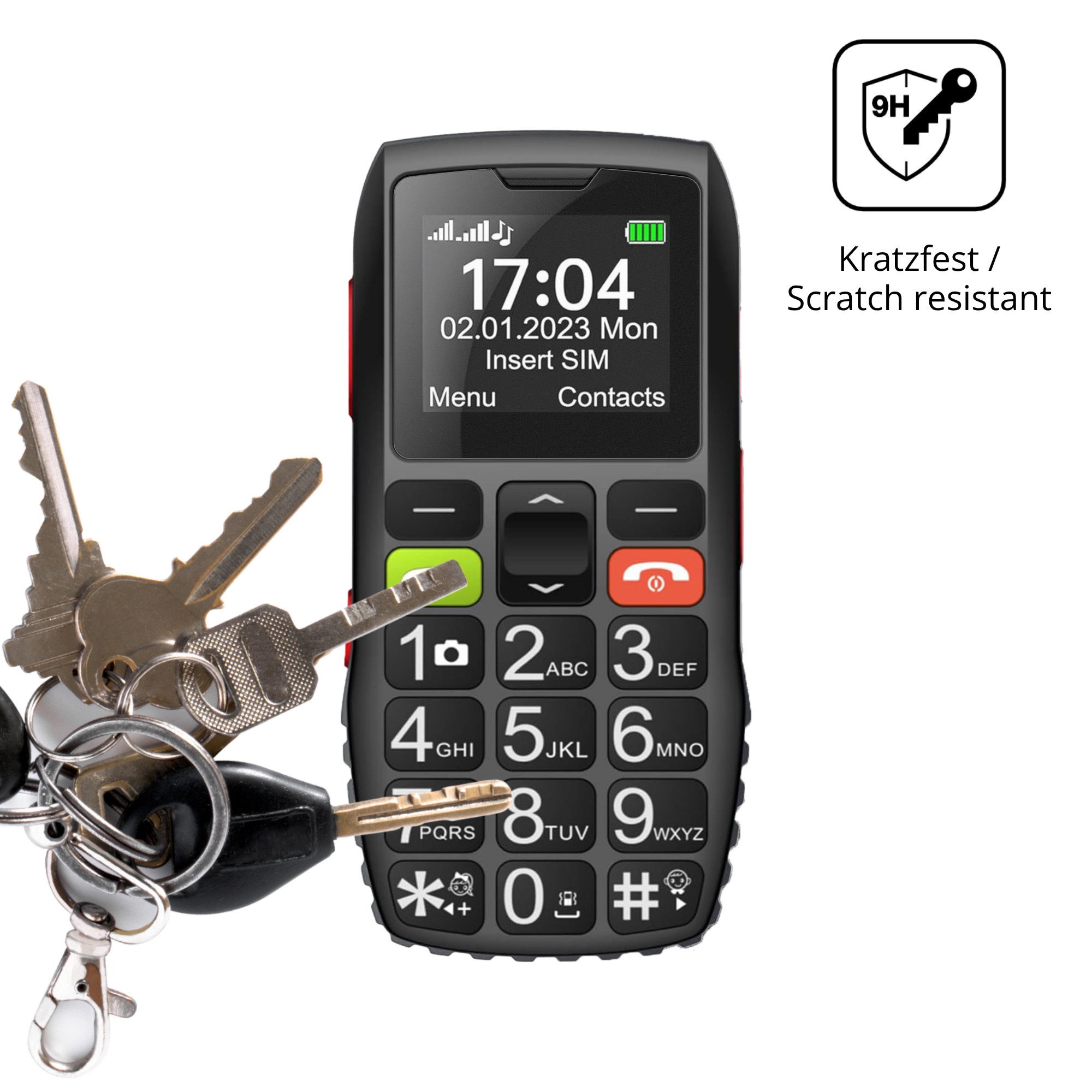 dipos Displayschutzfolie Schutzfolie für FEGA Senioren-Handy 1.77 Zoll, 2 Stück, Displayschutz Schutz Folie Made in Germany