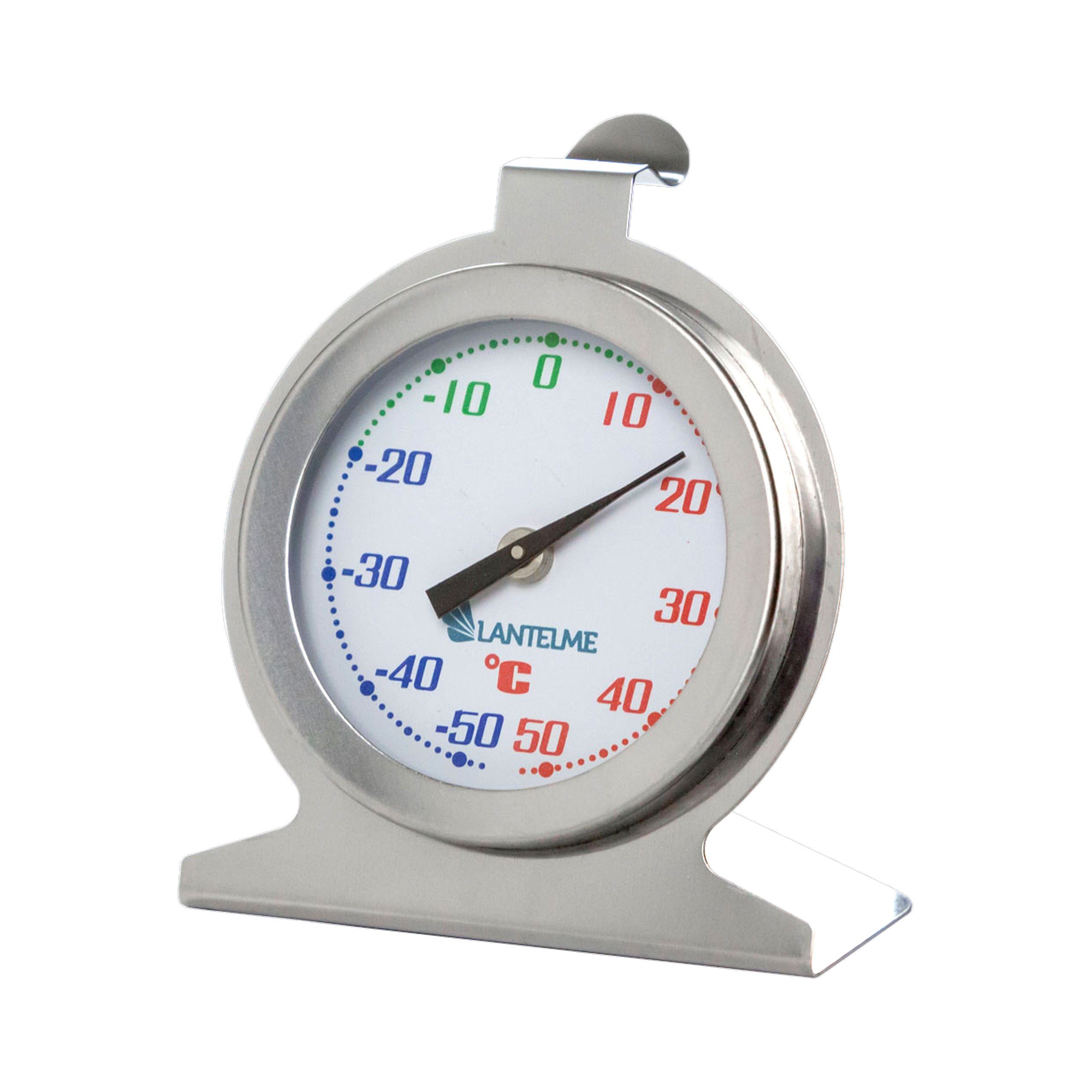 Lantelme Kühlschrankthermometer Edelstahl Gefrierschrank Kühlschrank Analog Thermometer + - 50°C, Farblich markierte Anzeige, zum aufhängen oder stellen, Maße 6x5,5x4cm