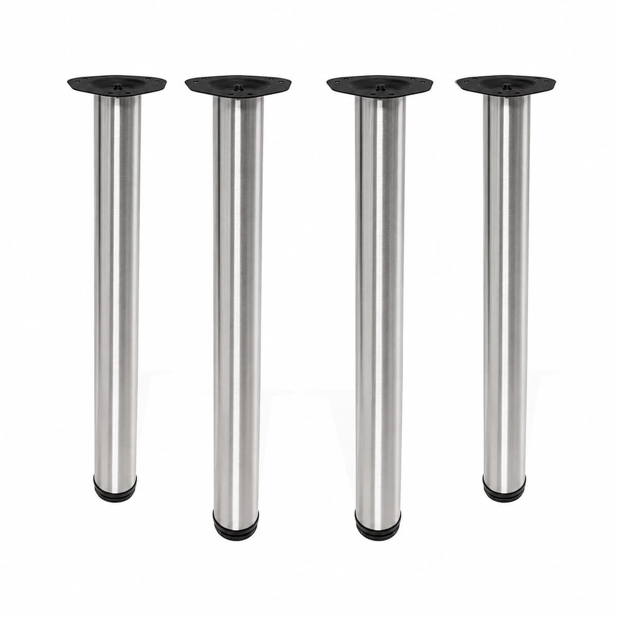 MS Beschläge Tischbein 4er Set Tischfüße Edelstahl-Optik 710mm Höhe Ø60mm, DIY Tischstützen Tischstempel höhenverstellbar