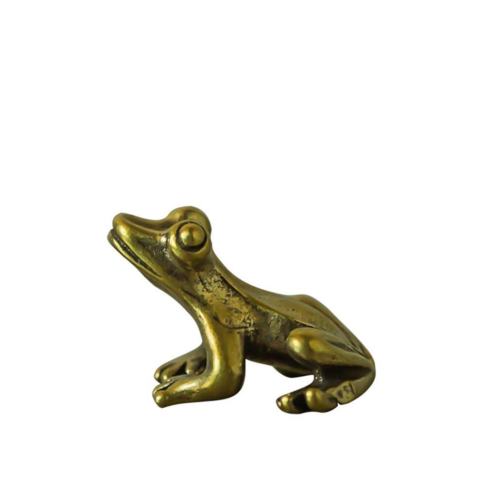 TUABUR Skulptur Miniatur-Frosch-Statue, Vintage-Kupfer-Frosch-Tischdekoration (1 St)