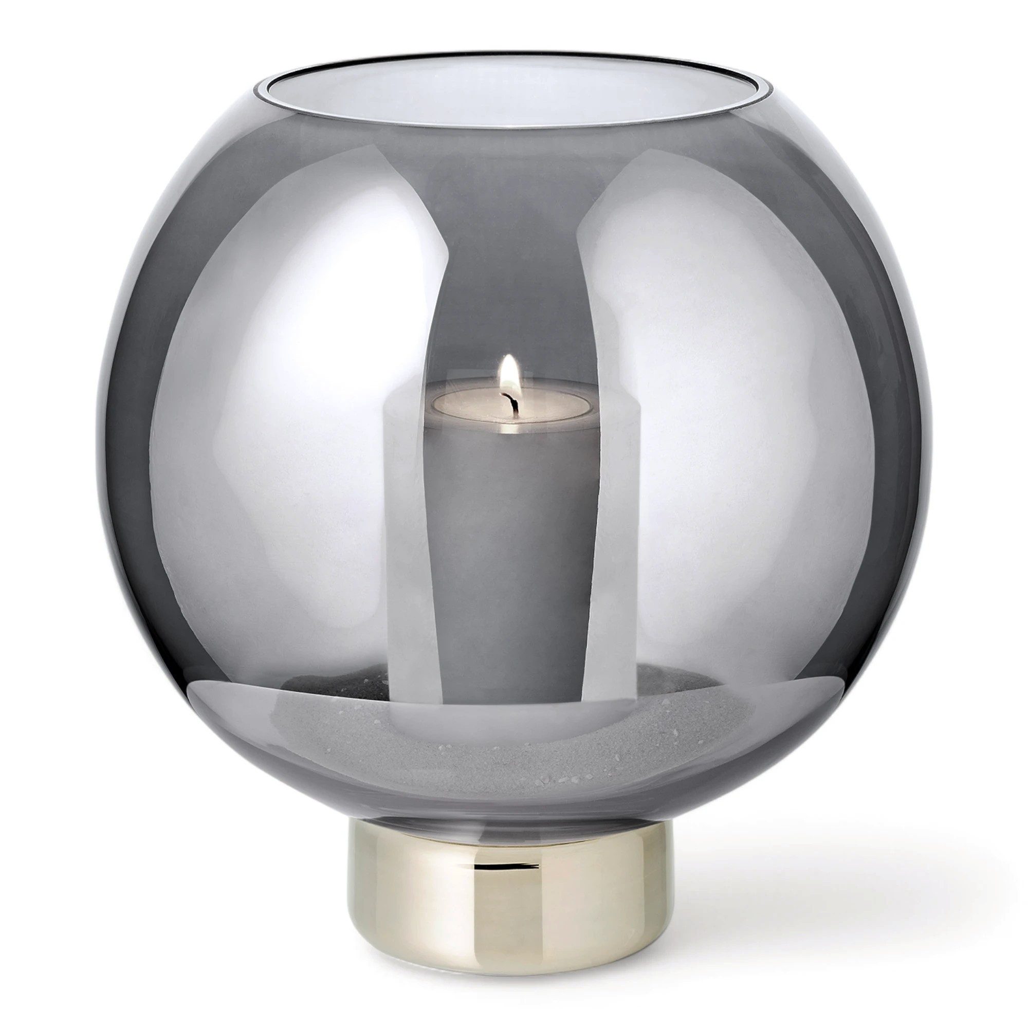 EDZARD Windlicht Jack (H 21 cm, Ø 19 cm) dunkles Kristallglas mit Platinrand