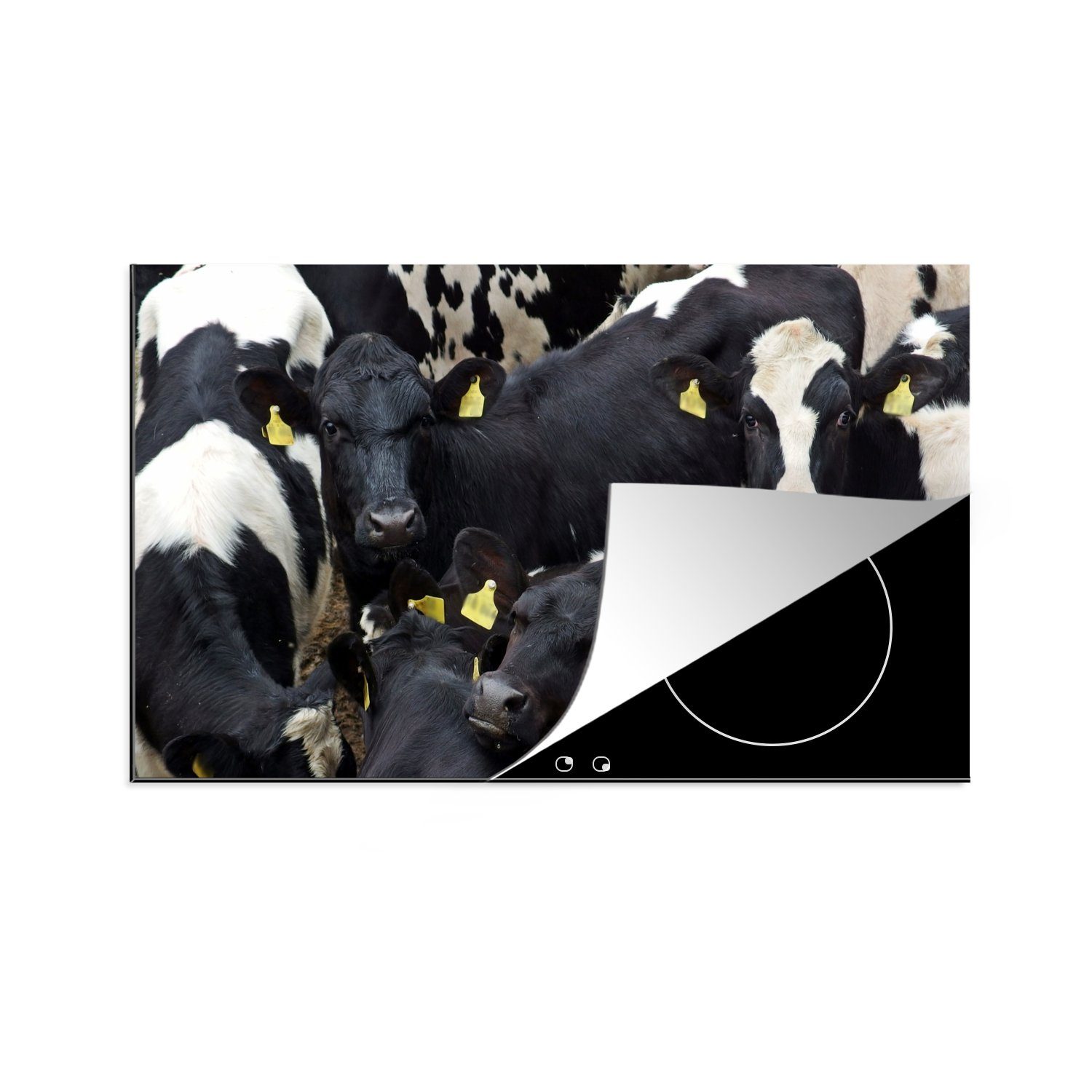 MuchoWow Herdblende-/Abdeckplatte Kuh - Herde - Bauernhof - Tiere, Vinyl, (1 tlg), 83x51 cm, Ceranfeldabdeckung, Arbeitsplatte für küche